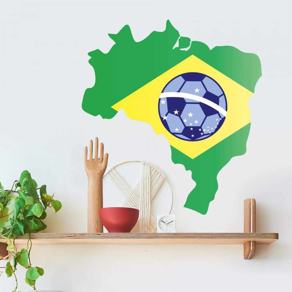 Wall-Art Wandtattoo »Brasilien Karte mit Fußball«, (1 St.)
