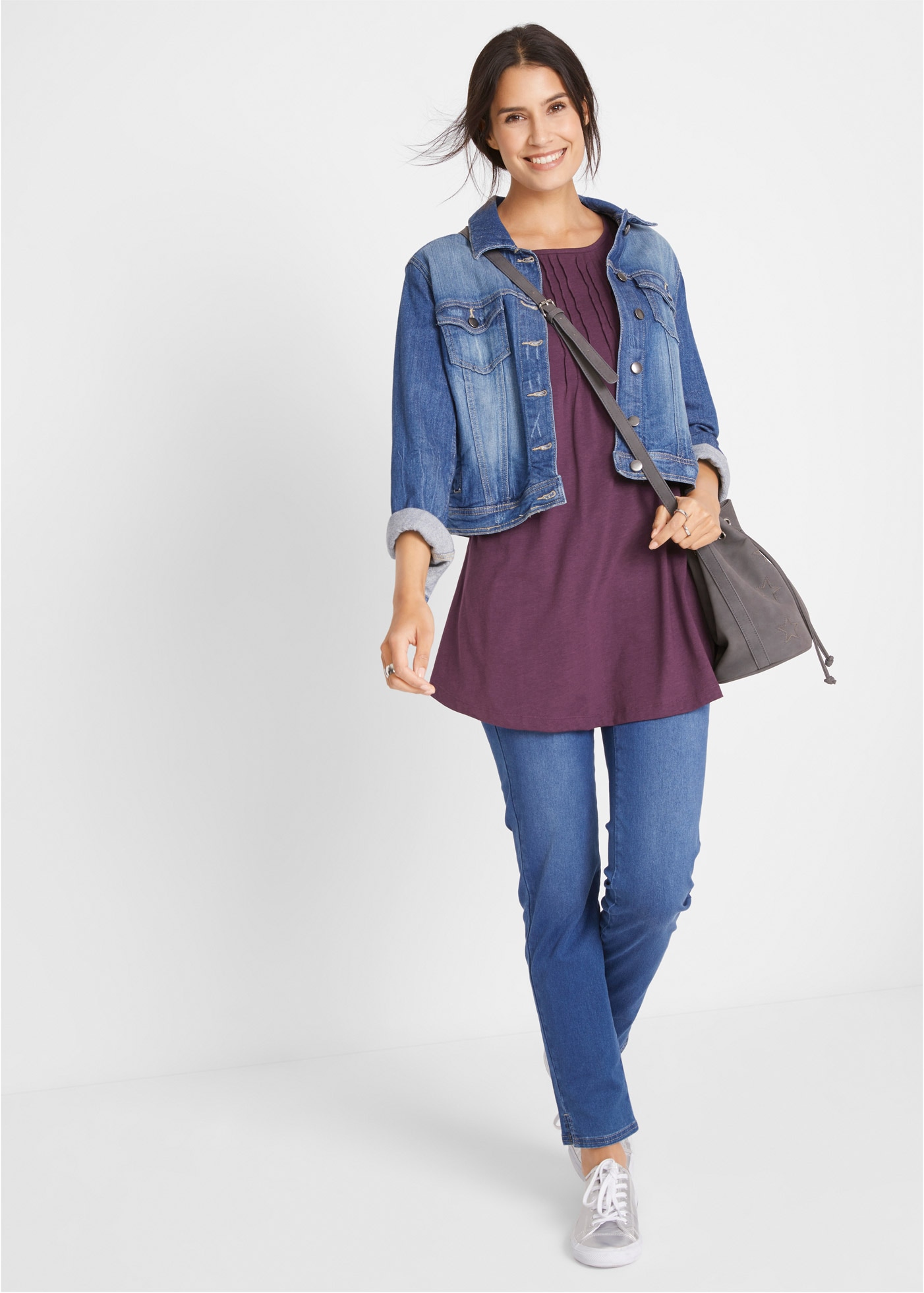 bonprix T-Shirt »T-Shirt in A-Linien-Form, kurzarm« T-Shirt in A-Linien-Form, kurzarm