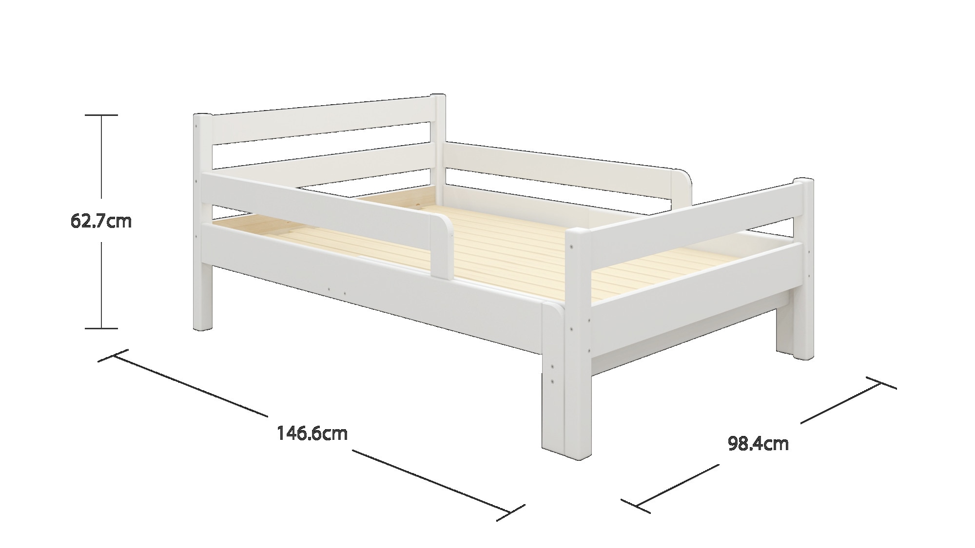 OTTO home Kinderbett »Wenke,  ausziehbar von 140 bis 200 cm, FSC®« 90cm Breite, 140-200cm Liegefläche,  massive Kiefer, mit Lattenrost, zeitlose Optik,  Rausfallschutz