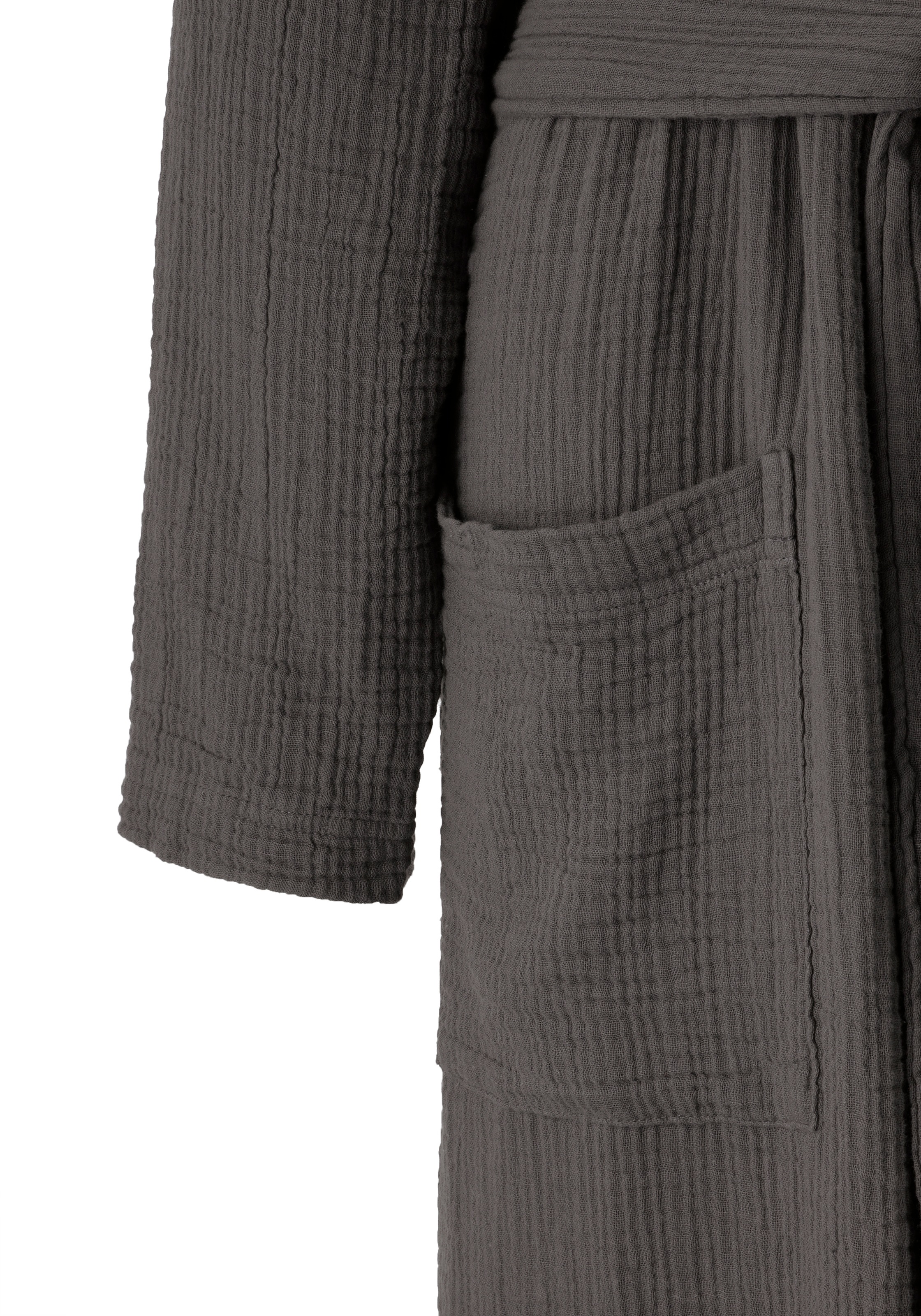 OTTO home Bademantel »Juna Musselin, ideal für Sauna & Spa, Hotelbademantel, Morgenmantel« 1 Stk. modern, leichte Qualität, 100% Baumwolle