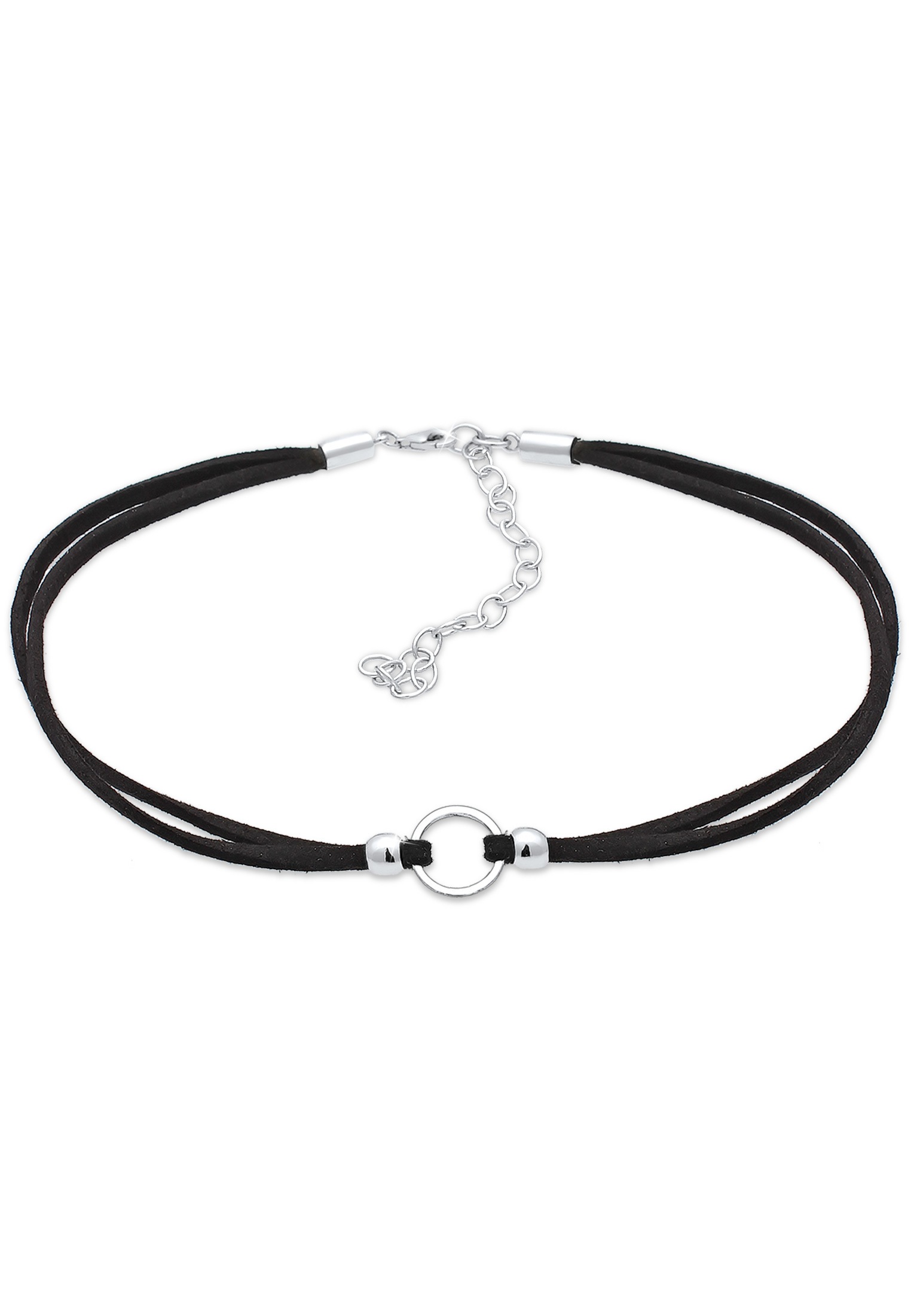 Elli Collierkettchen »Halsband schwarz Choker mit Kreis 925 Silber«