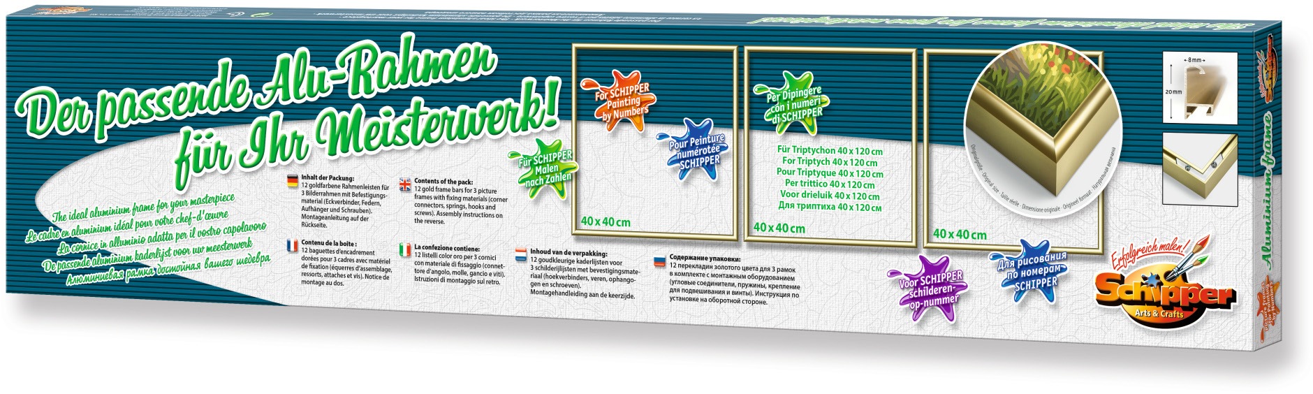 Schipper Bilderrahmen »Malen nach Zahlen, Triptychon 120x40cm«, (Set, 3 St.), Made in Germany