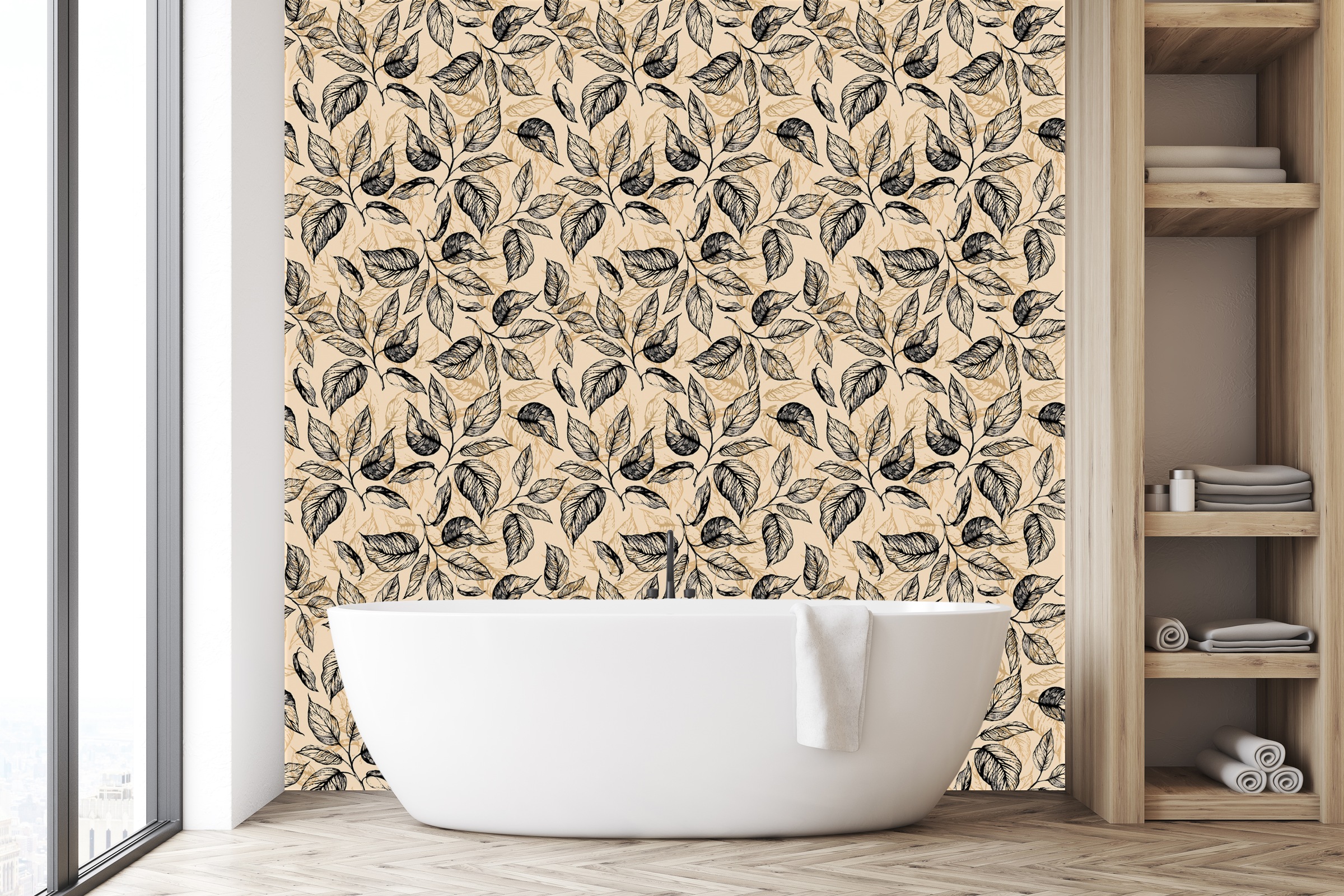 queence Vinyltapete »Blätterwerk«, floral-geblümt-gemustert-Motiv, 90x250cm, selbstklebend, kinderleichte Anbringung, Sticker