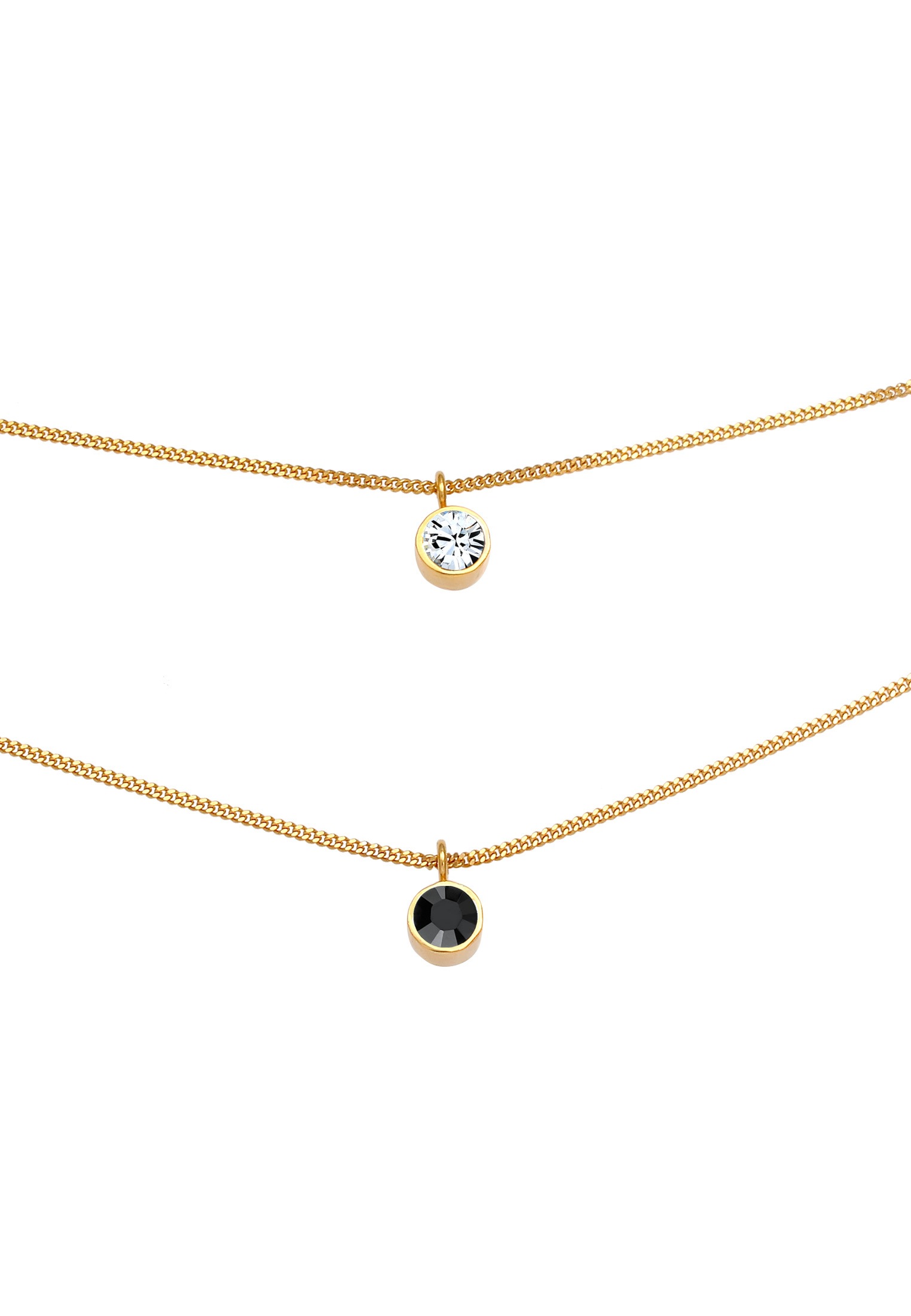 Elli Silberkette »Halskette Choker Layer Kristalle Rund 925 Silber«