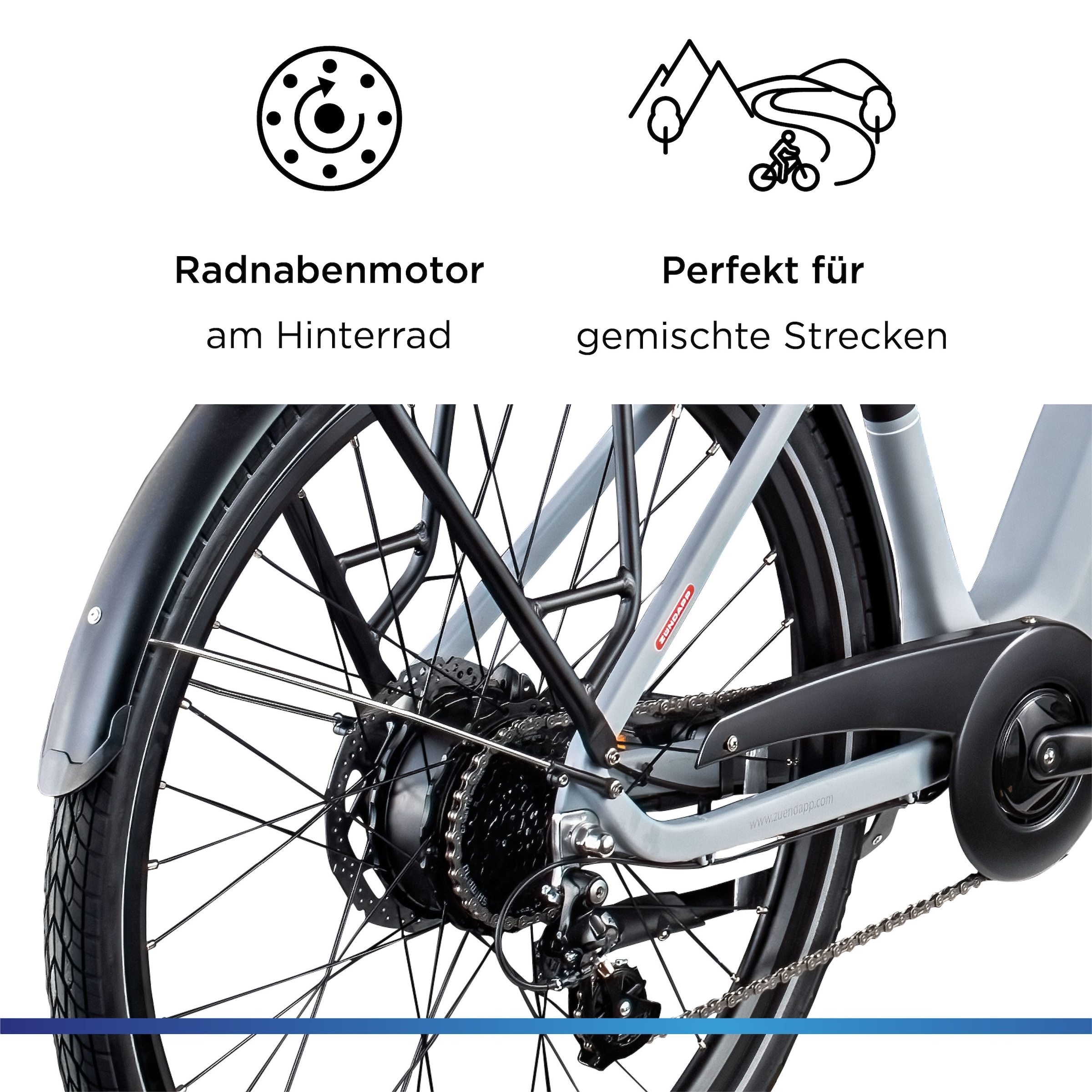 Zündapp »Z810« 24 Gang Shimano Altus RD-M310 Schaltwerk Kettenschaltung Heckmotor 250 W Pedelec, Elektrofahrrad für Herren