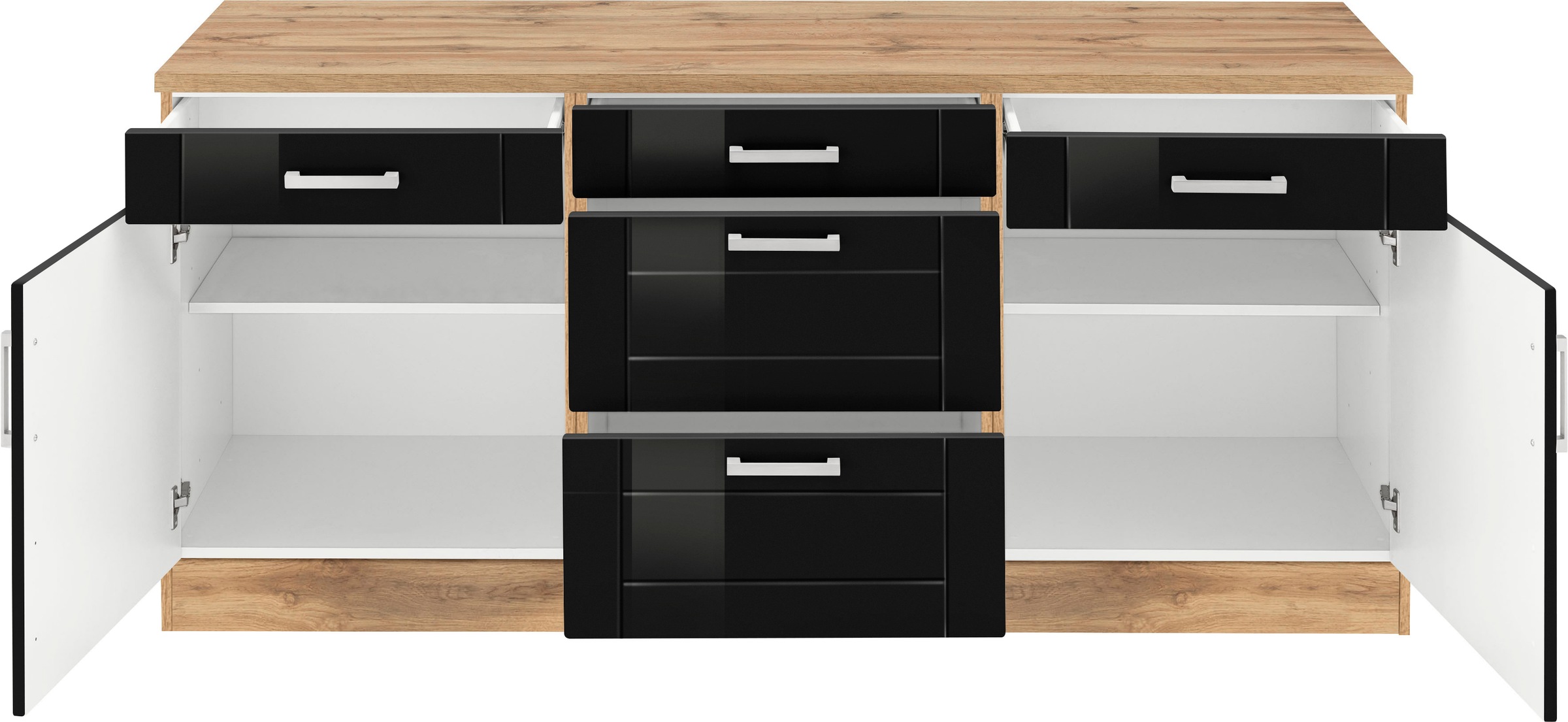 KOCHSTATION Unterschrank »KS-Tinnum« 180 cm breit, Metallgriffe, MDF Fronten, 3 Schubkästen, 2 Auszüge