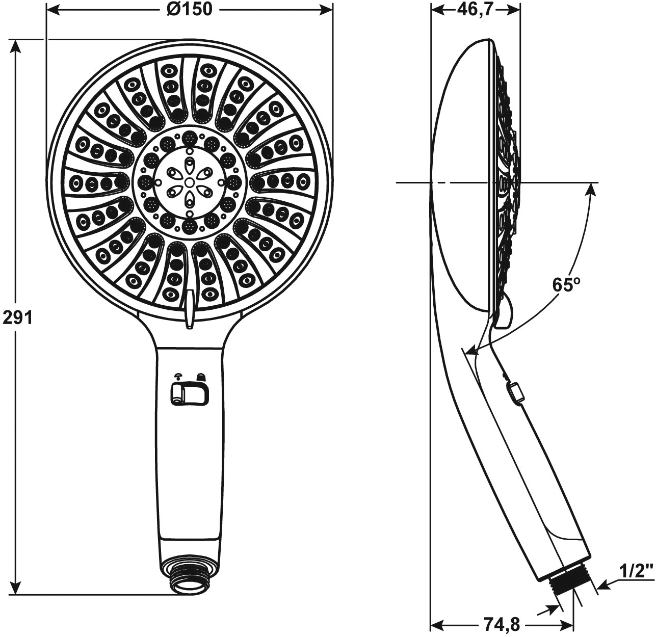 CORNAT Handbrause »150 mm Kopfdurchmesser - 5 Strahlarten: Normal-, Soft- & Massagestrahl«