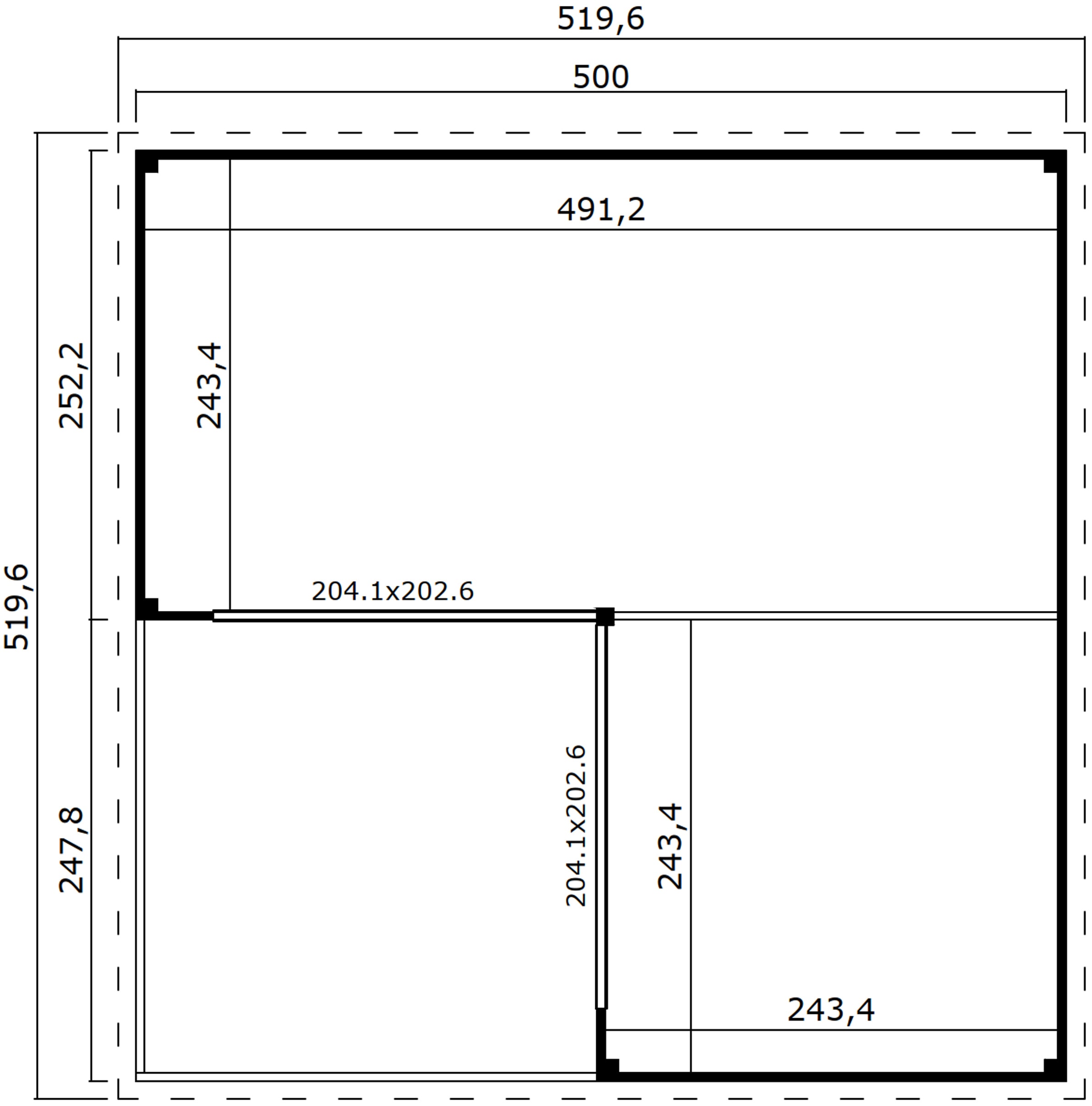 LASITA MAJA Gartenhaus »DOMEO 6 LOGGIA CARBONGRAU/ANTHRAZIT«, (Set), mit Überdachung, Fundamentmass 5000 x 5000, Carbongrau