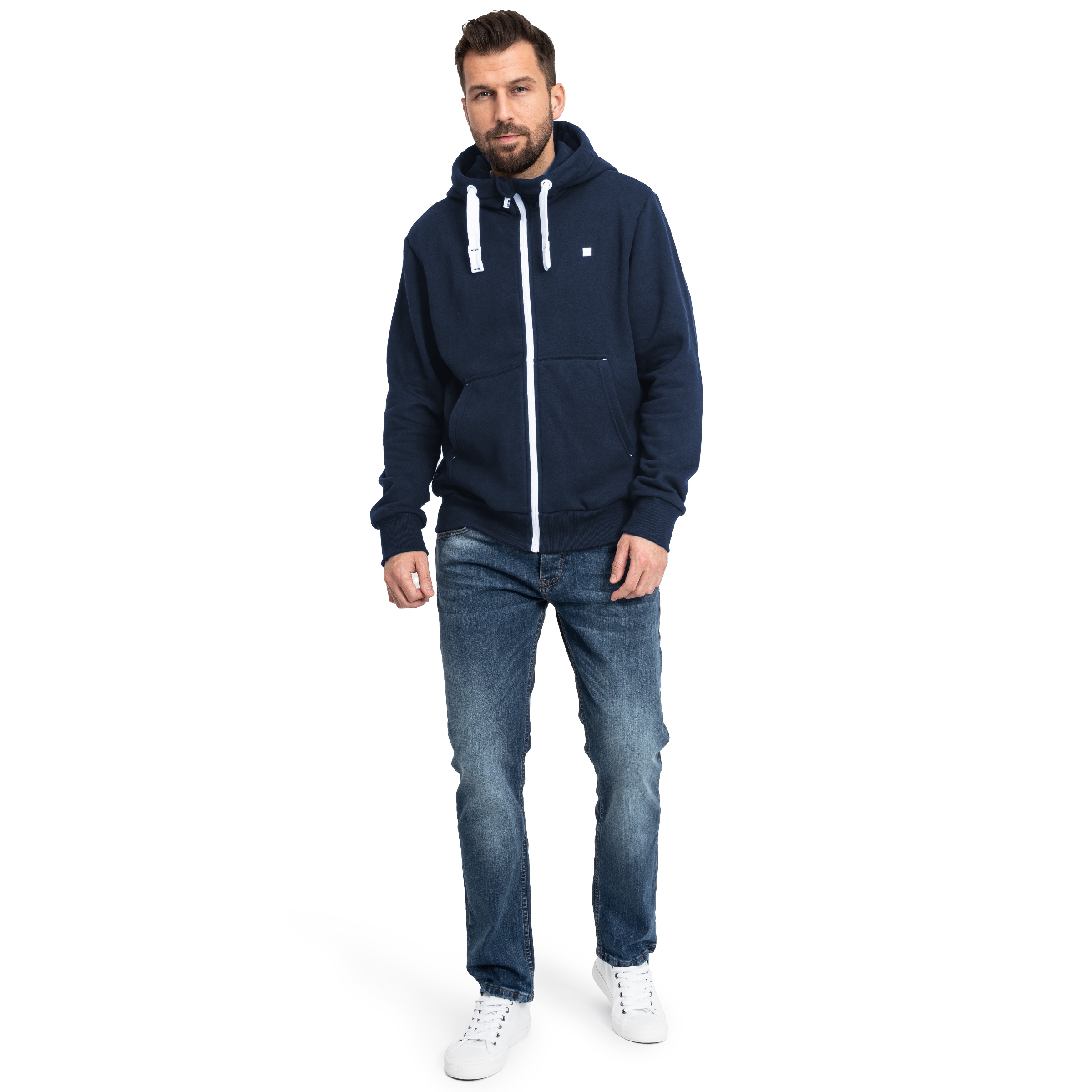 DEPROC Active Kapuzensweatshirt »FinnCMYK II MEN«, weiche Fleecejacke mit Kängurutasche