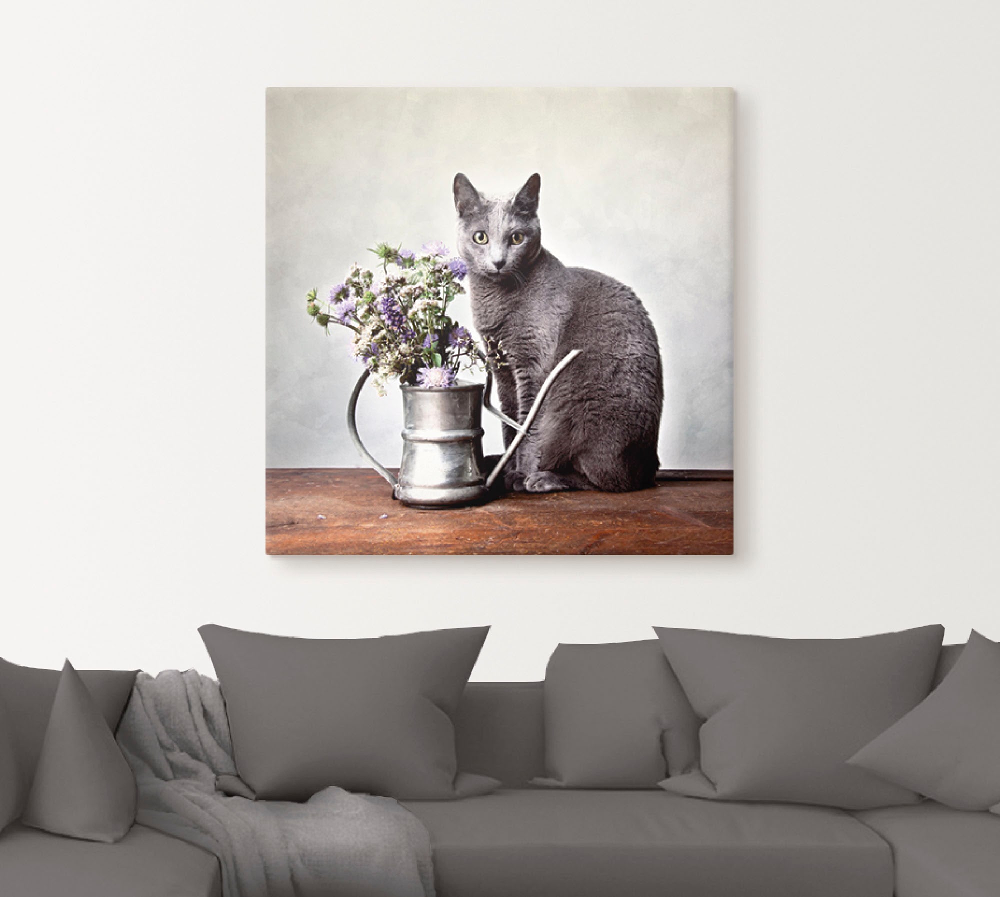 Artland Wandbild »Katze mit Deko«, Haustiere, (1 St.), als Alubild, Outdoorbild, Leinwandbild in verschied. Größen