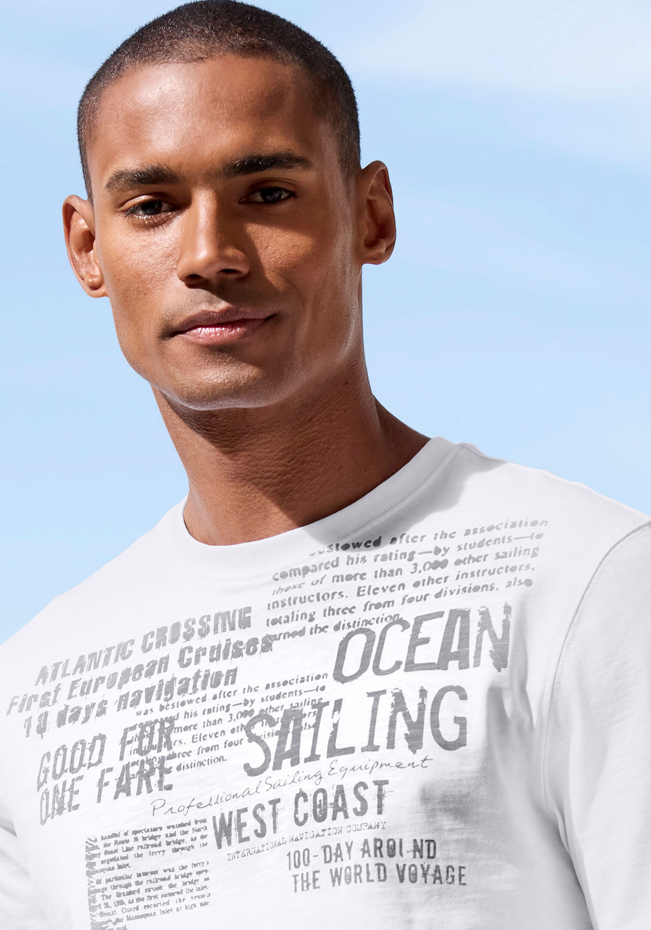 John Devin T-Shirt »mit Print«, Regular-Fit, aus Slub-Qualität, mit Print