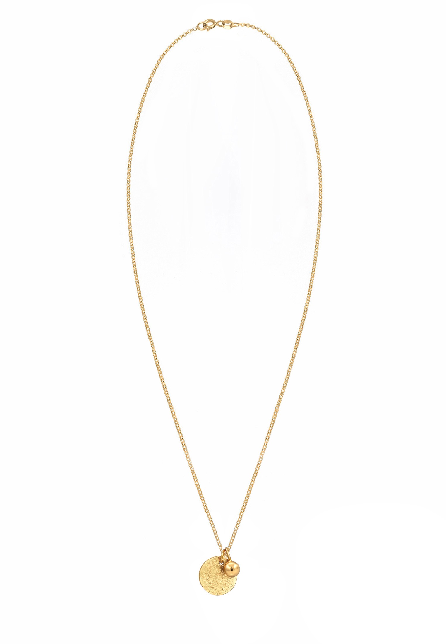 Elli Kette mit Anhänger »Halskette Plättchen Münze Organic Look Geo Kugel 925 Silber«
