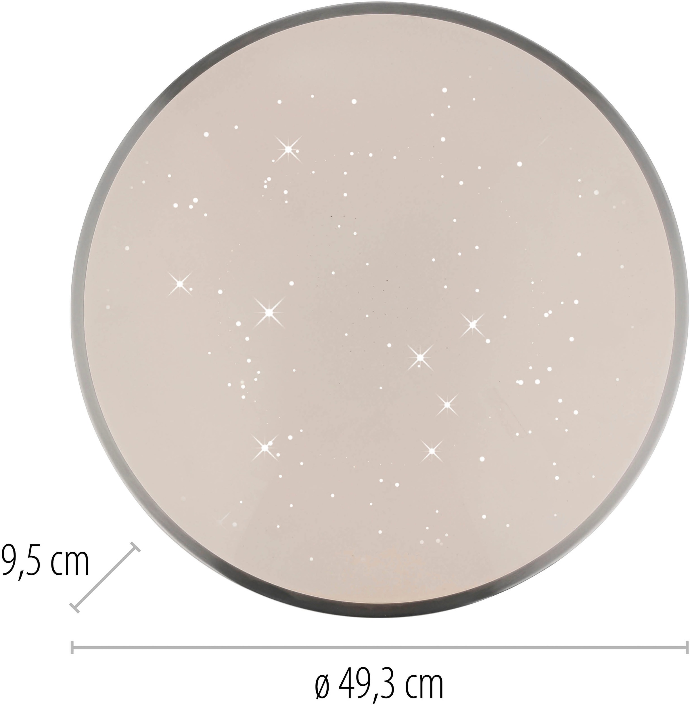 JUST LIGHT LED Deckenleuchte »KYLE« LED-Board 1 Stk. Warmweiß 3-Stufen Dimmer (100%-50%-10%) Starrysky, Memoryfunktion