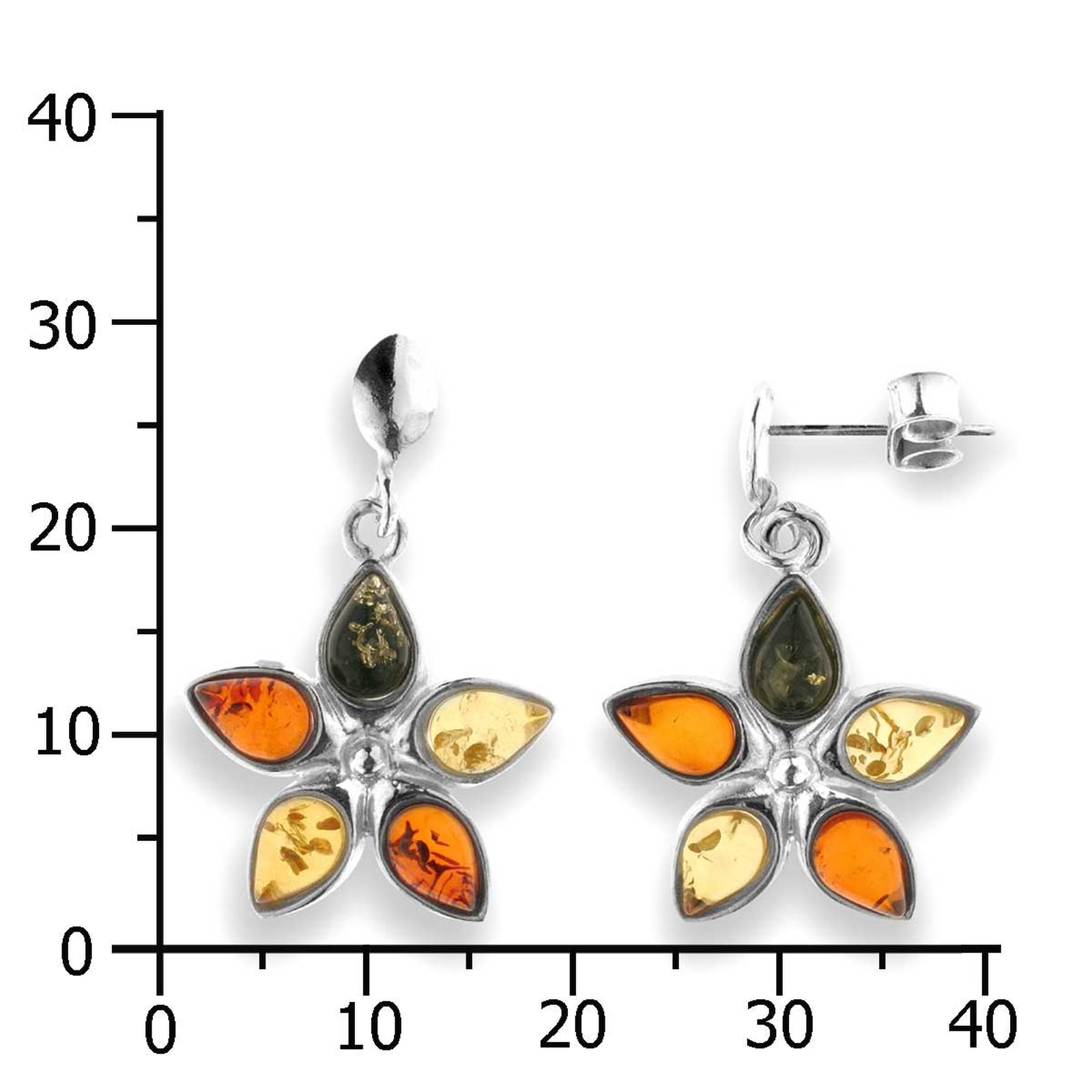OSTSEE-SCHMUCK Paar Ohrstecker »- Blüte - Silber 925/000 - Bernstein«