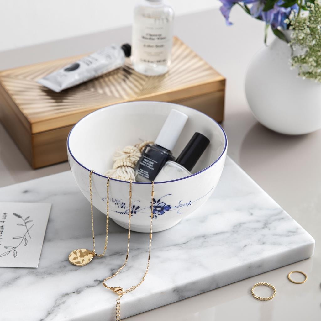Villeroy & Boch Geschirr-Set »Basic-Set Vieux Luxembourg 6er Set weiß-blau« Spülmaschinengeeignet, Mikrowellengeeignet