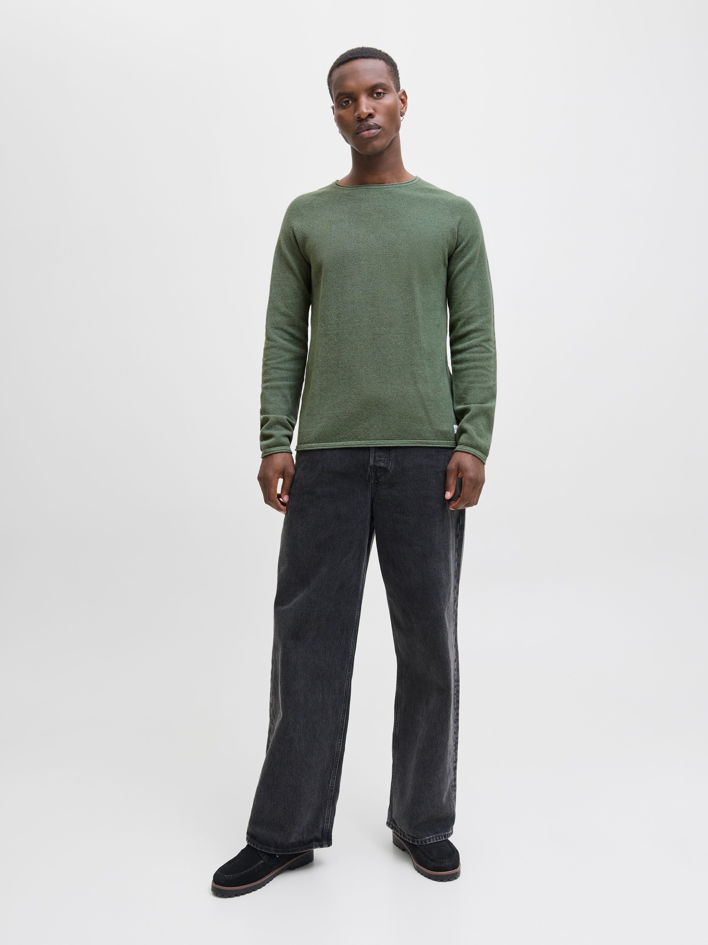 Jack & Jones Rundhalspullover »JJEHILL KNIT CREW NECK NOOS«, mit Strukturstrick