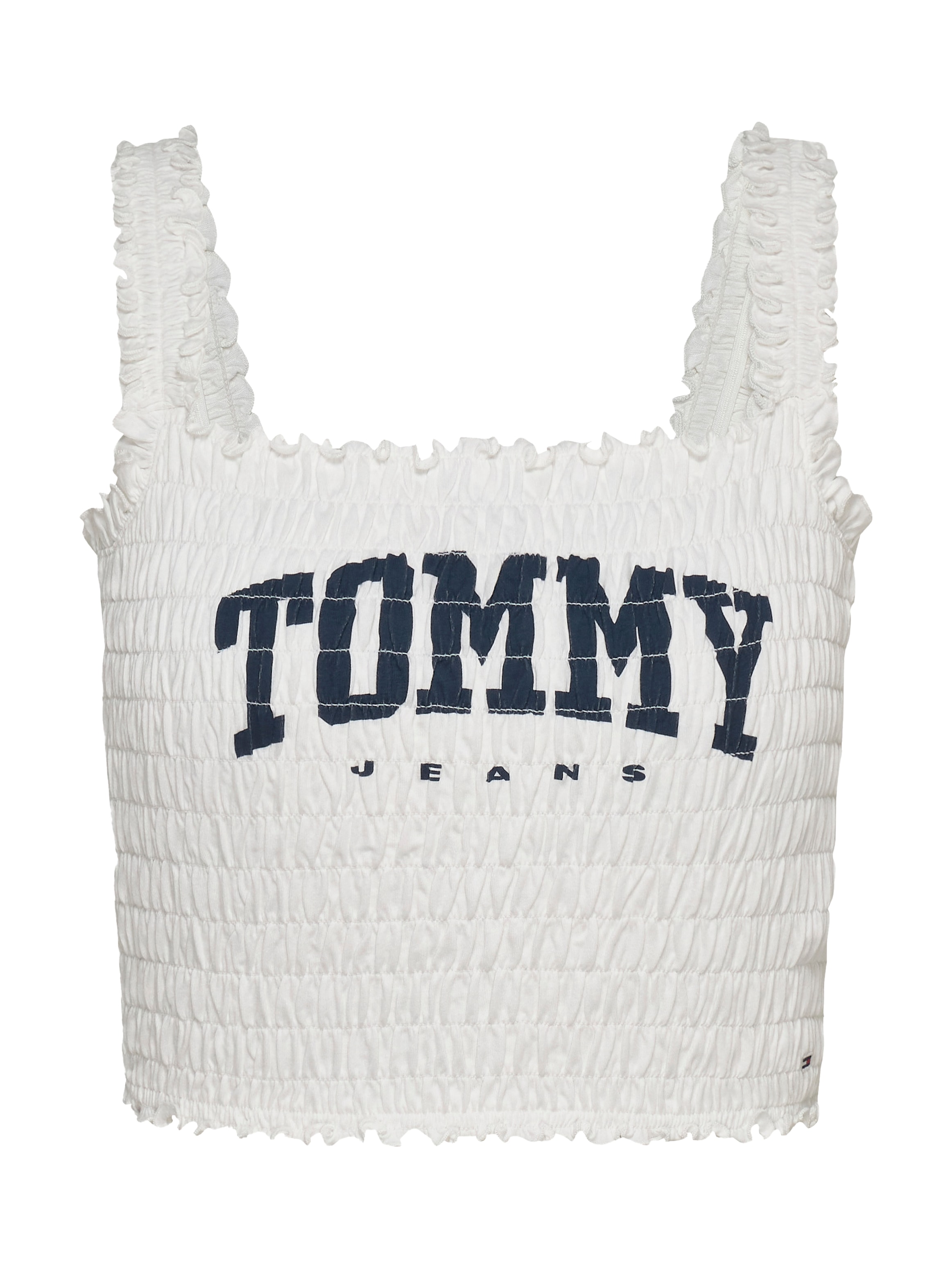 Tommy Jeans Smoktop »TJW SMOCK VARSITY BRALETTE«, in Smok-Optik