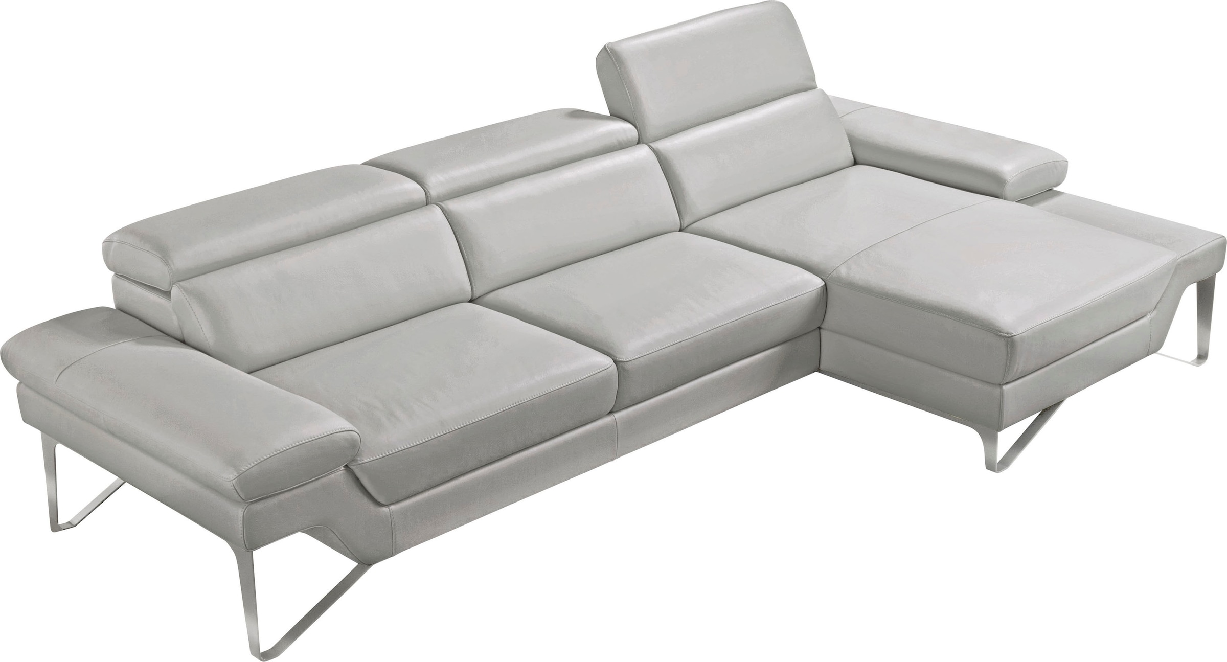 Egoitaliano Ecksofa »Princess, elegantes Designsofa mit erstklassigem Sitzkomfort, L-Form« mit Recamiere, inkl. Kopfteilverstellung, edle Designmetallfüße