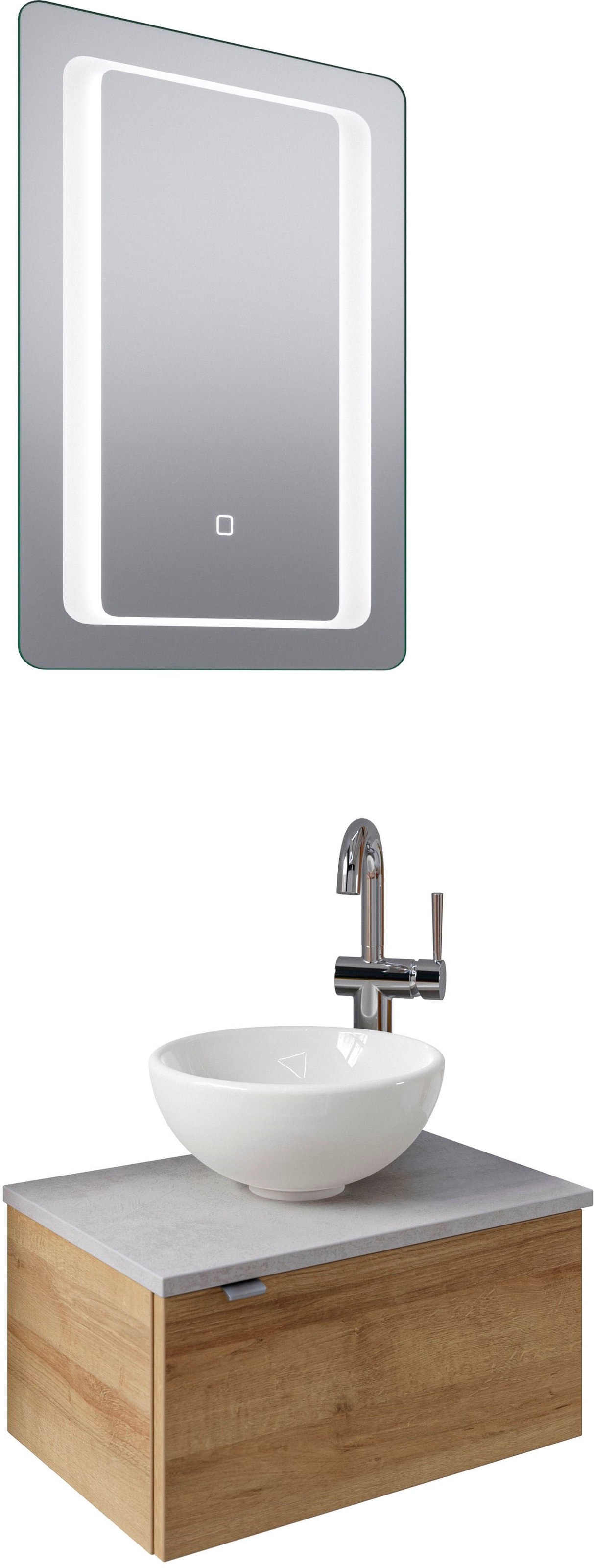 Saphir Badmöbel-Set »Serie 6915«, (4 St.), Gäste-Bad, 51 cm breit, mit LED-Spiegel und 1 Tür