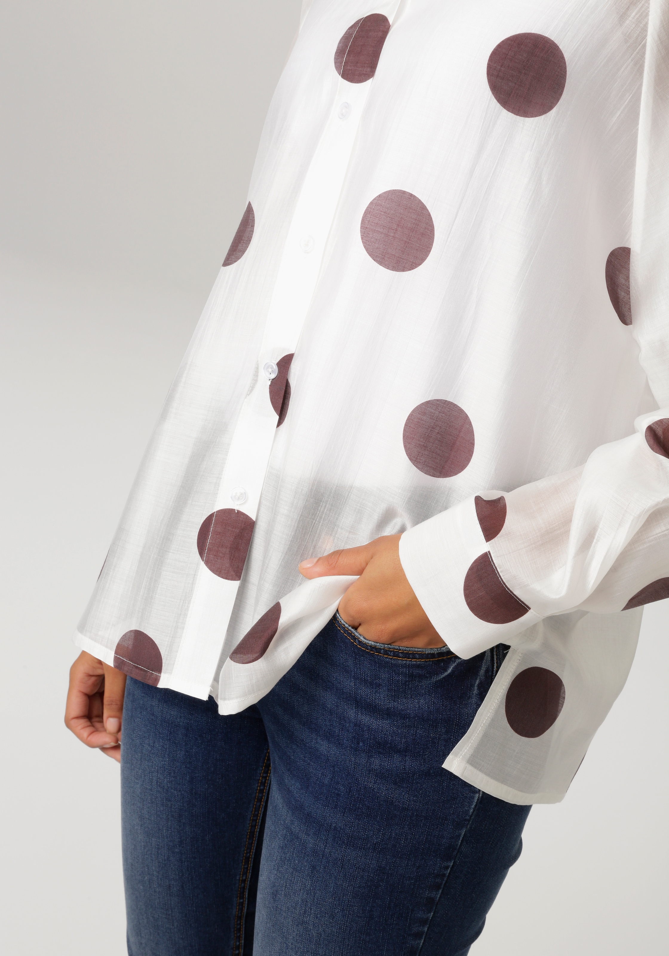 Aniston CASUAL Hemdbluse mit Punkten bedruckt - jedes Teil ein Unikat - NEUE KOLLEKTION