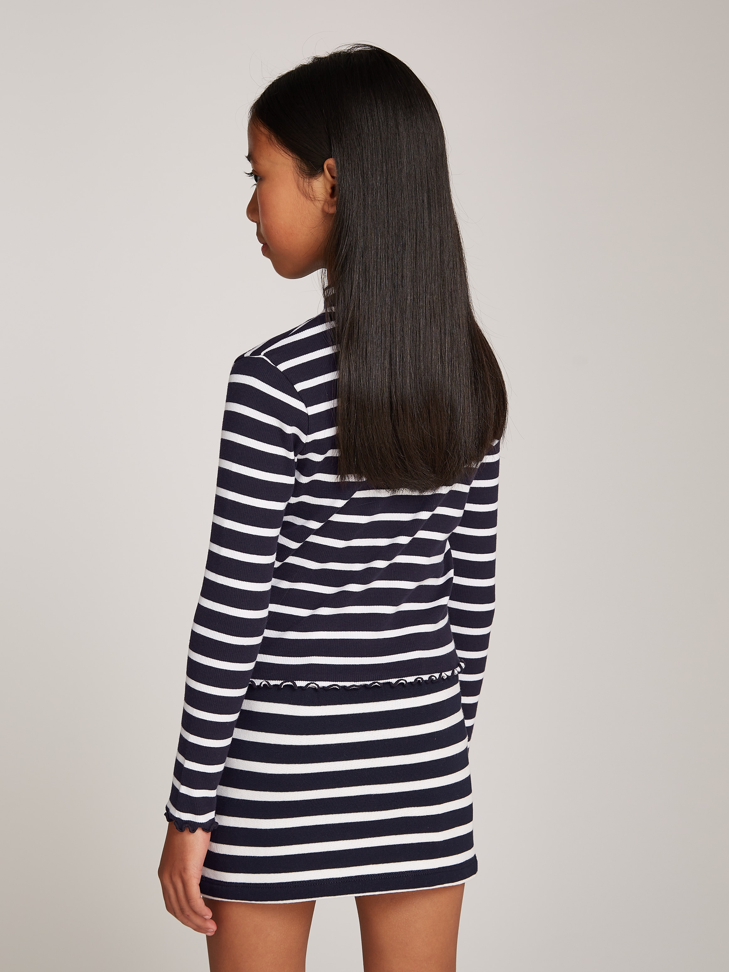 Tommy Hilfiger Langarmshirt »MOCK NECK RIB TOP LS«, im Streifendesign, mit Babylock-Saum