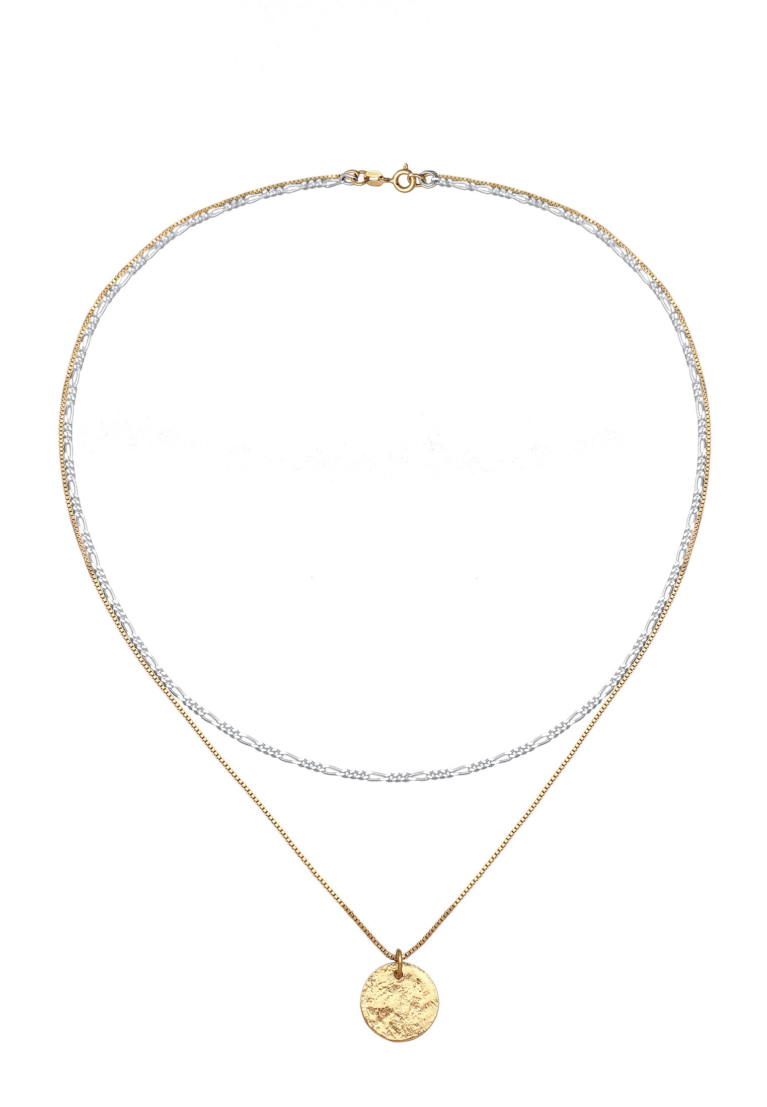 Elli Kette ohne Anhänger »Halskette Layer Plättchen Anhänger 925 Sterling Silber vergoldet«