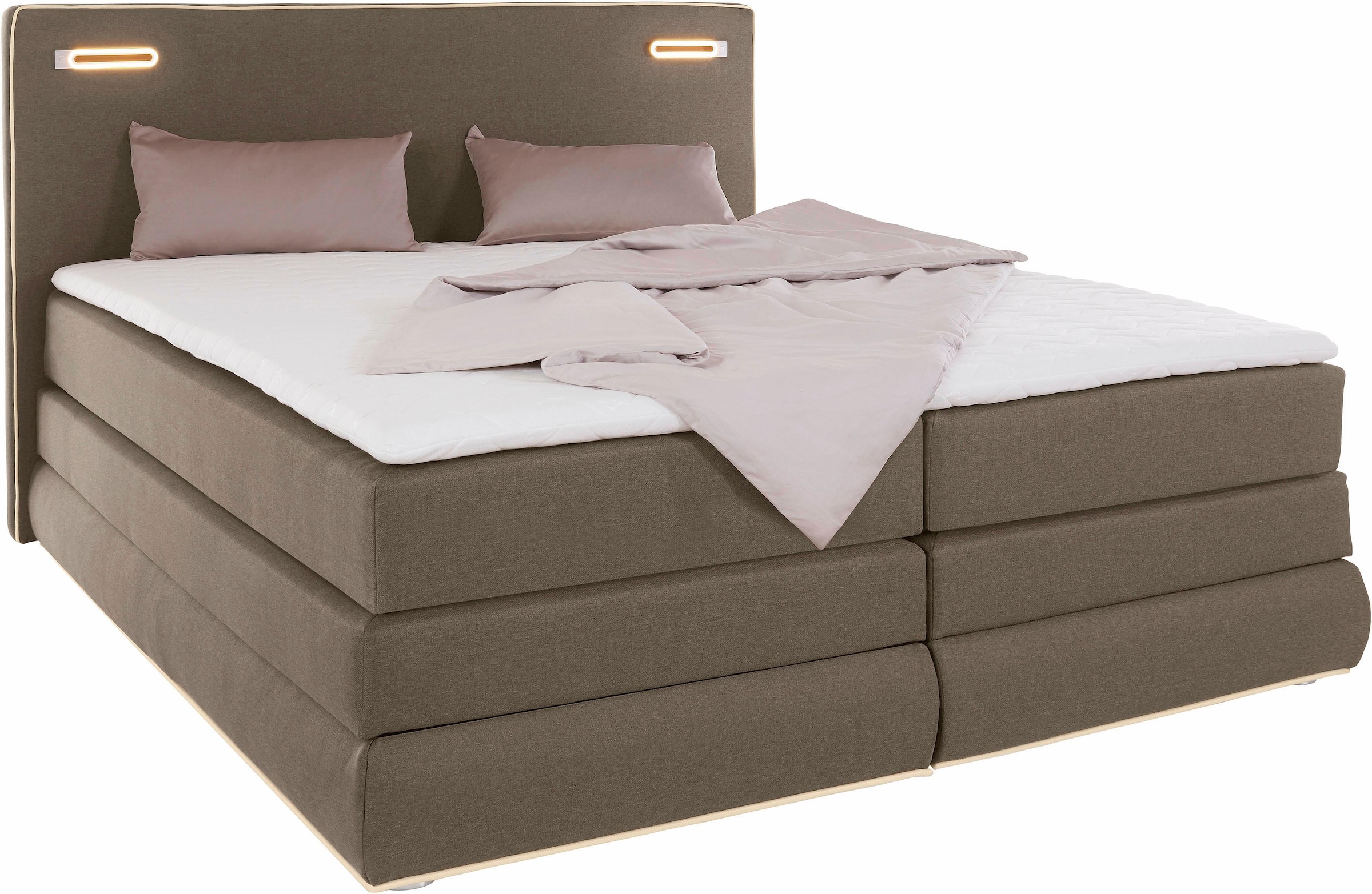 COLLECTION AB Boxspringbett »Ninoni«, inkl. Bettkasten, Topper und wahlweise mit LED-Beleuchtung