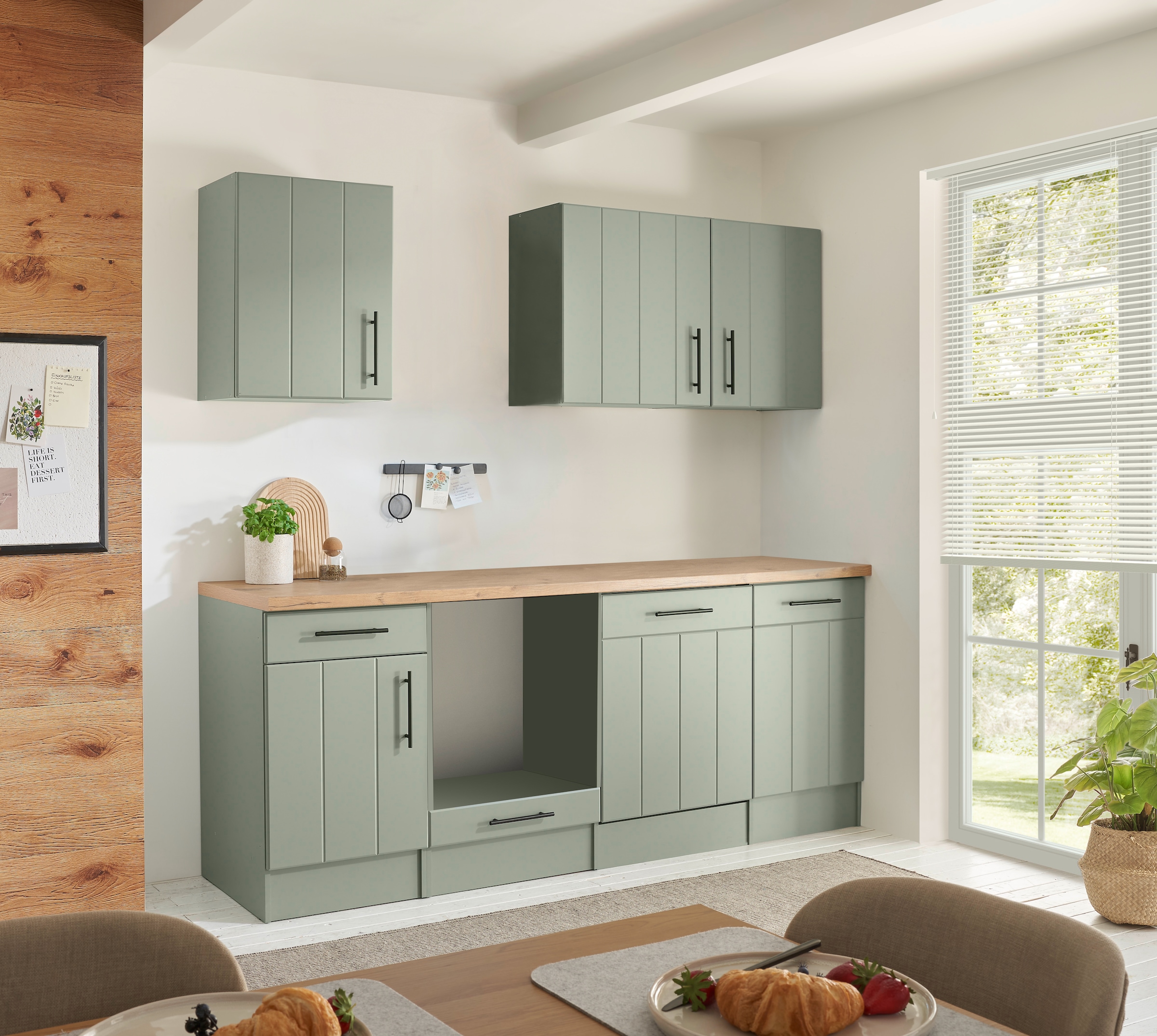 RESPEKTA Küche »Anton« Breite 220 cm, 90 cm Arbeitshöhe, wahlweise mit und ohne E-Geräte