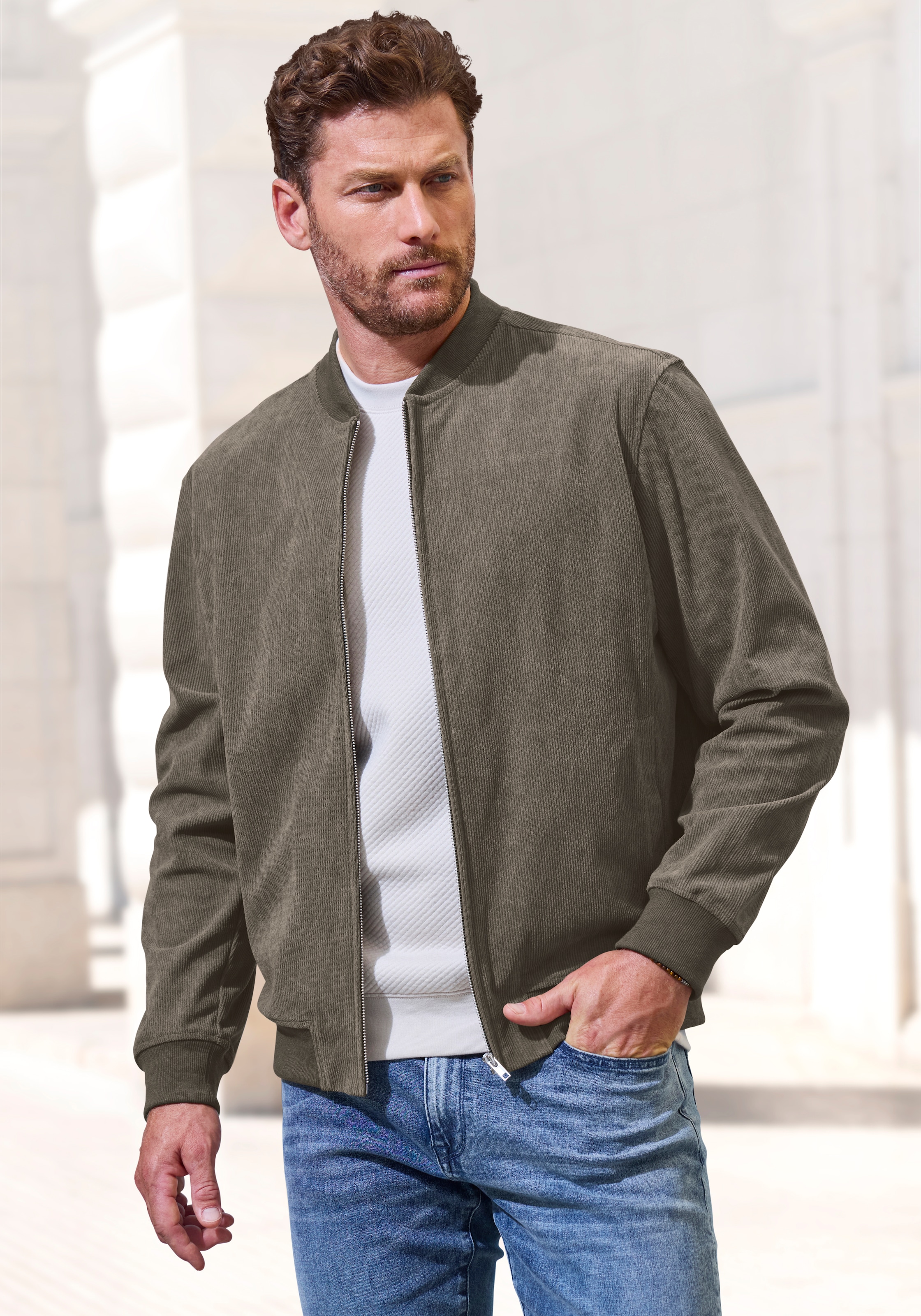 H.I.S Cordjacke »- Blouson mit Reißverschluss« , Pilotenjacke / Übergangsjacke aus Cord, regular fit