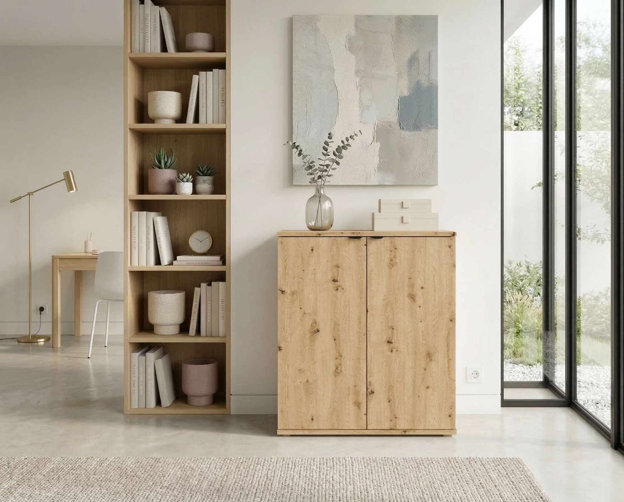 Home affaire Kommode »THALIANA Sideboard mit 2 Türen, modernes Design, Breite 60 cm« Schrank in 3 Farben erhältlich, schwarze Metallgriffe, viel Stauraum