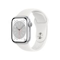Apple Watch Series 8 GPS, 45 mm Aluminiumgehäuse Silber, Sportarmband Weiß