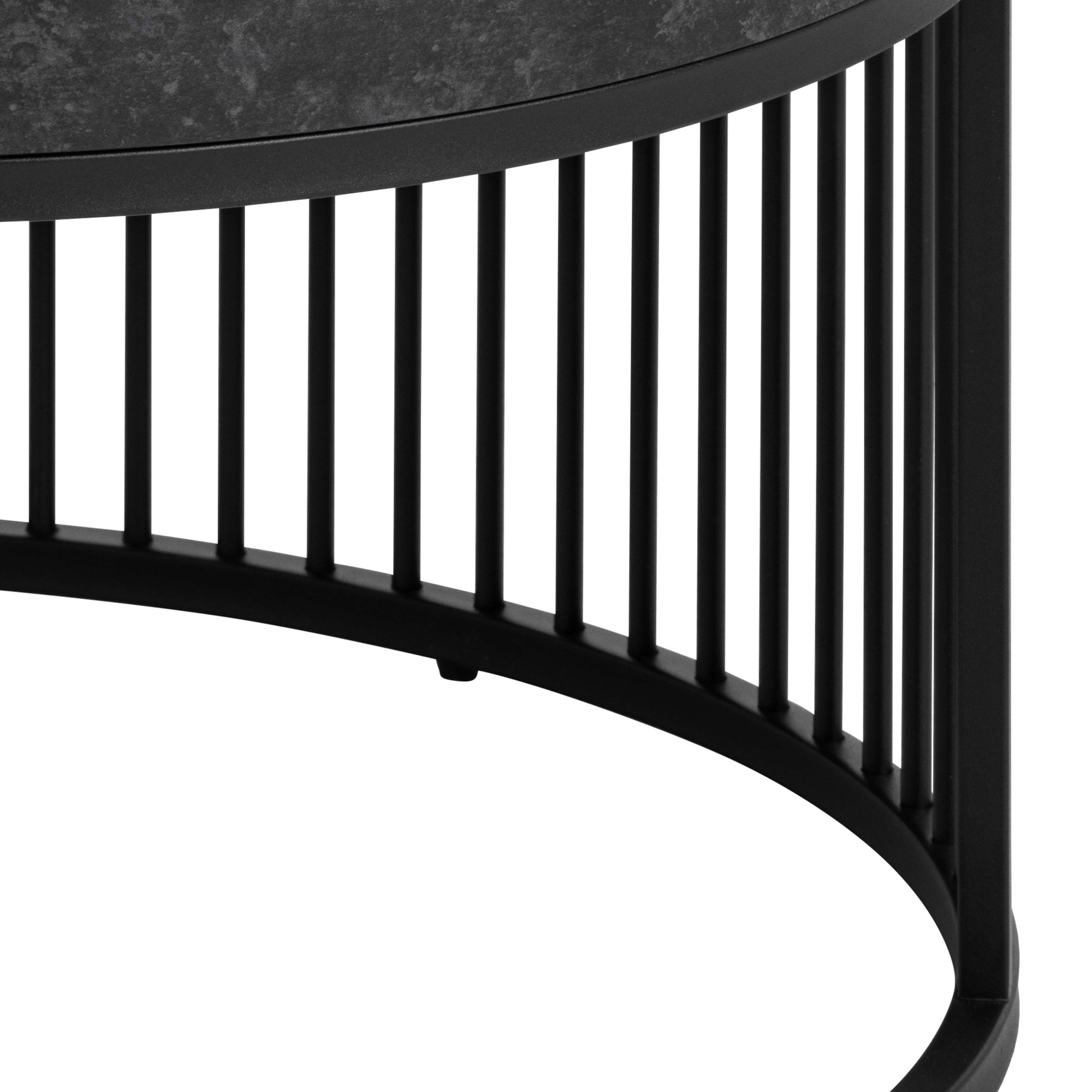 ACTONA GROUP Couchtisch »Strington«, Rund Sofatisch, Izmir matt schwarz rau Melamin, Ø65x35cm