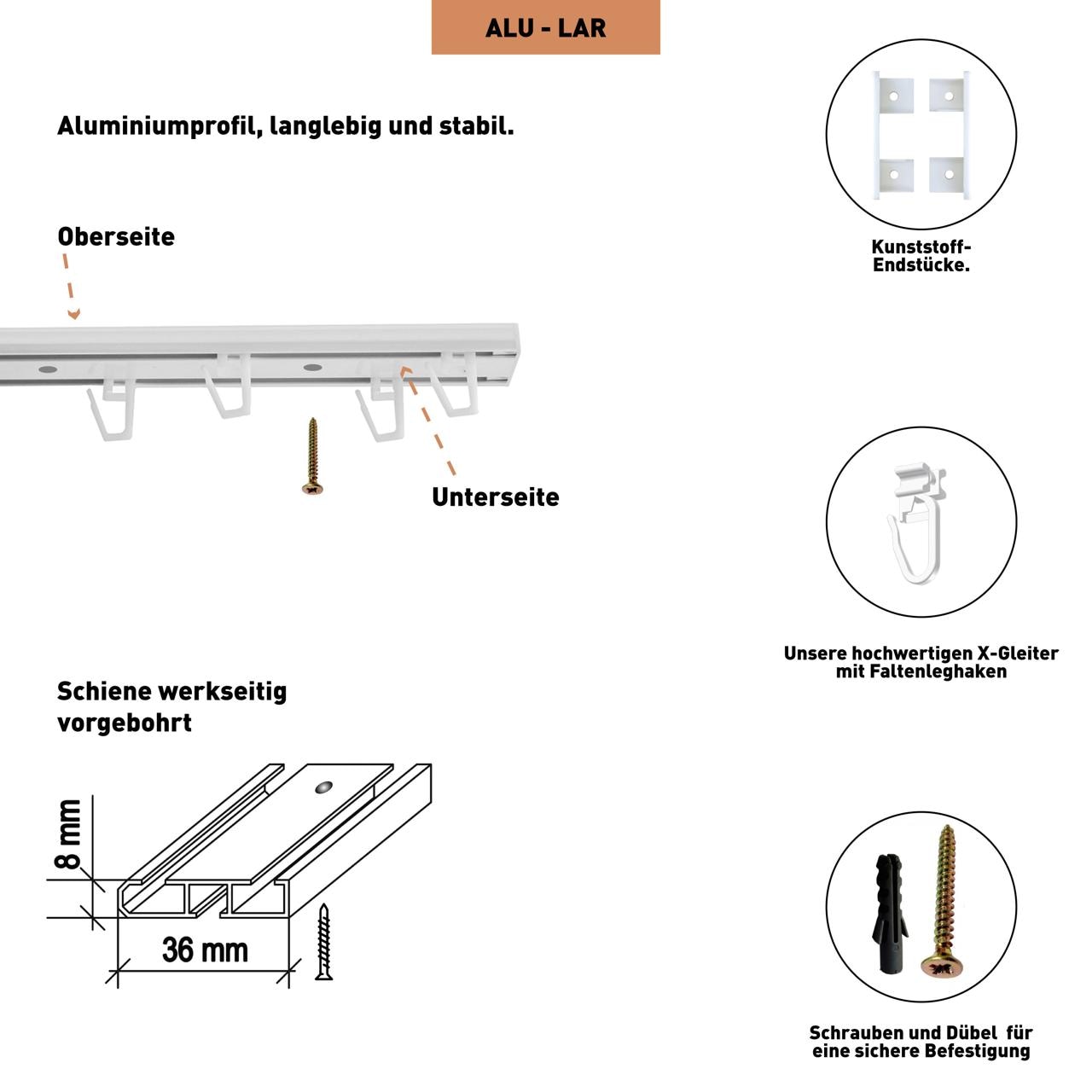 SN DECO GROUP Gardinenschiene »Wendeschiene«, 2 läufig-läufig, Fixmaß