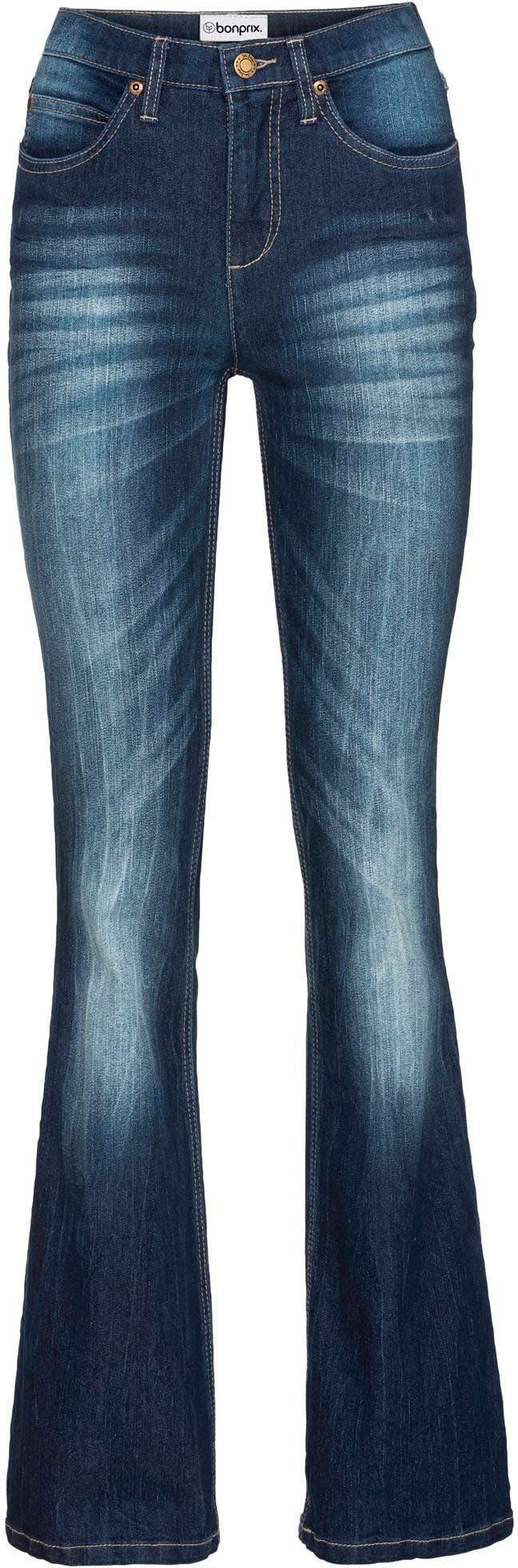 bonprix Bootcut-Jeans Slim Fit Passform, mit Stretch-Anteil, mit Five-Pocket Style