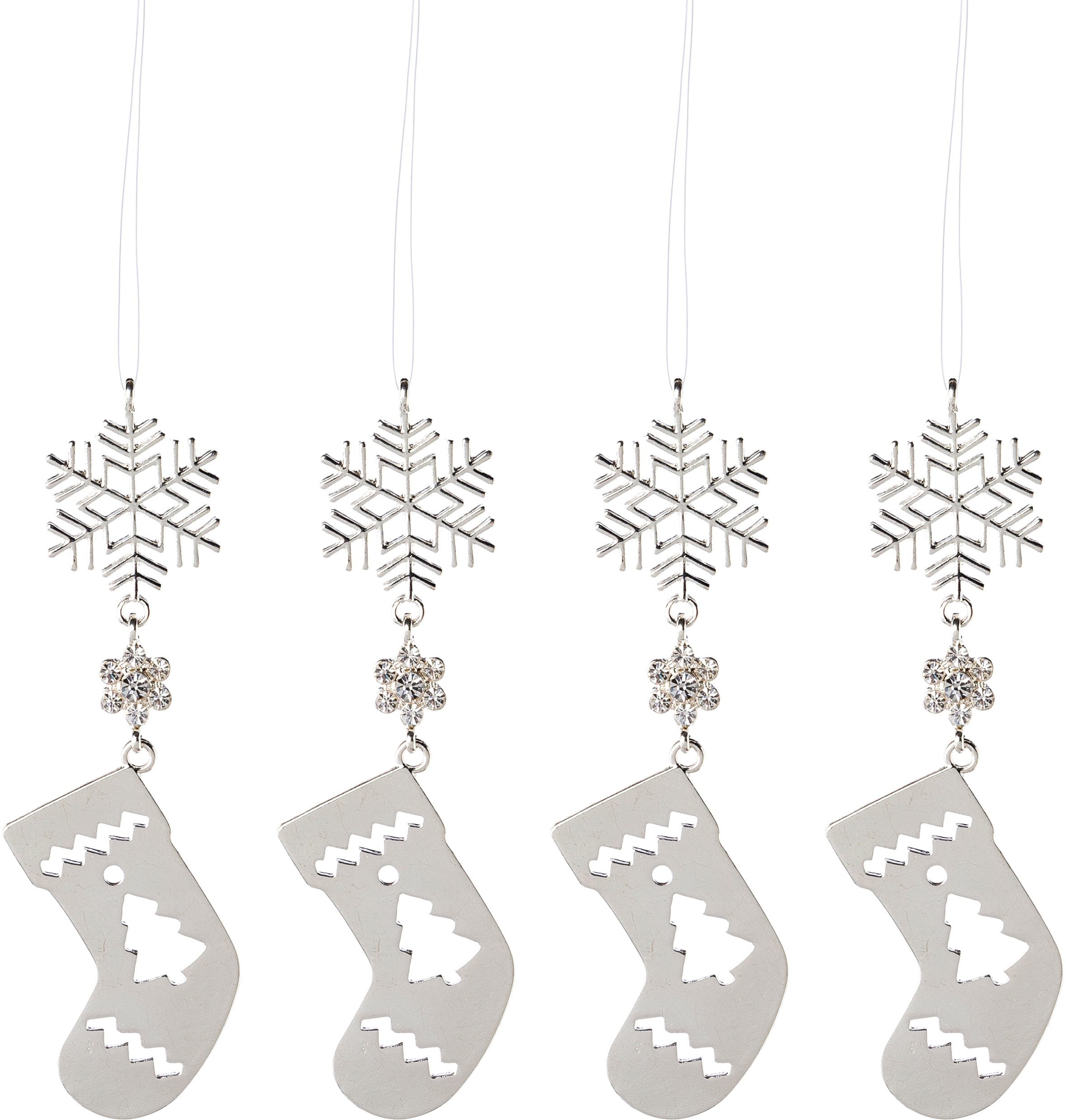 Creativ deco Baumbehang »Schneeflocke & Socken, Weihnachtsdeko, Christbaumschmuck«, (4 St.), mit liebevollen Details