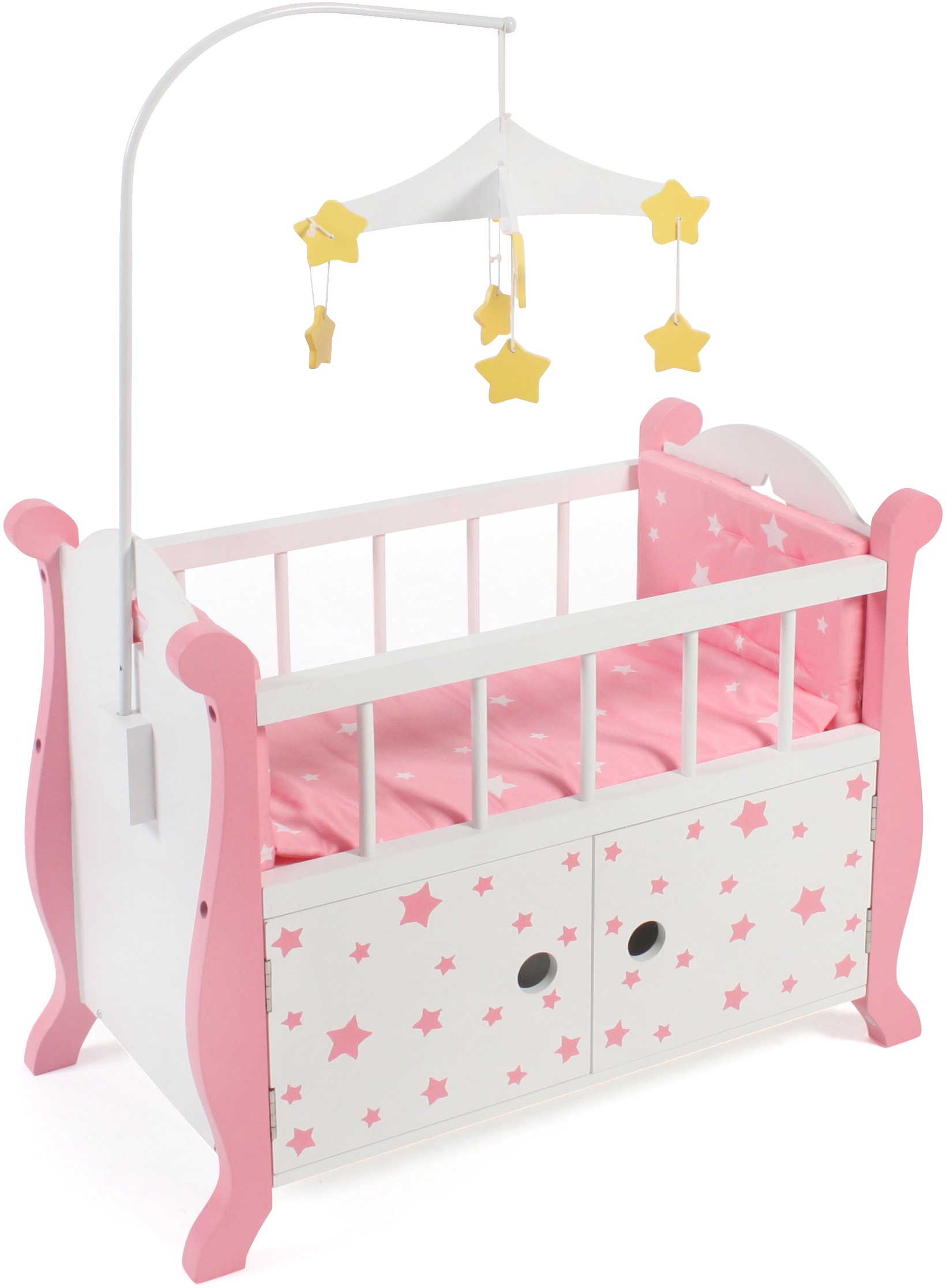 CHIC2000 Puppenbett »Stars Pink«, aus Holz mit Mobile