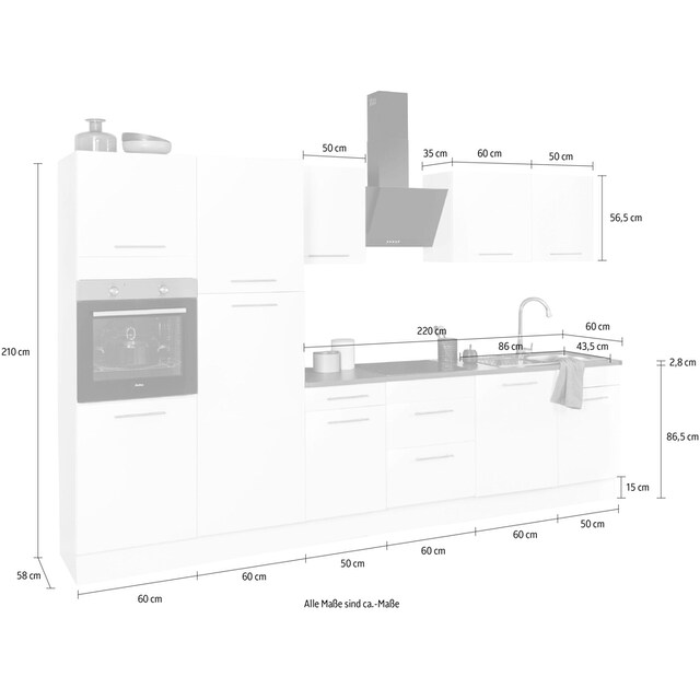 wiho Küchen Küchenzeile »Ela«, Breite 340 cm, Soft-Close-Funktion,  höhenverstellbare Füße bestellen online bei OTTO