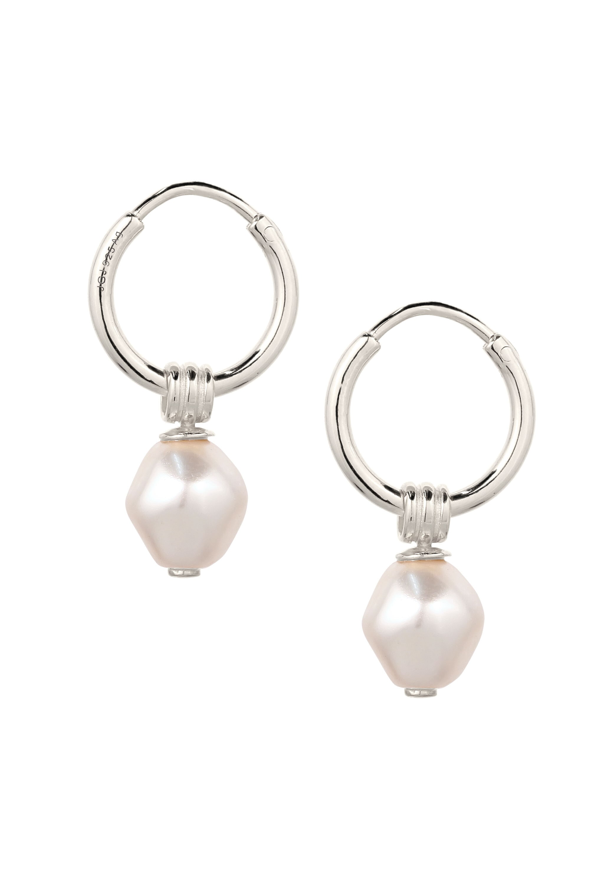 Kuzzoi Paar Creolen »Ohrringe Creolen mit Perlen von Swarovski(R) Weiß 925 Sterling Silber«