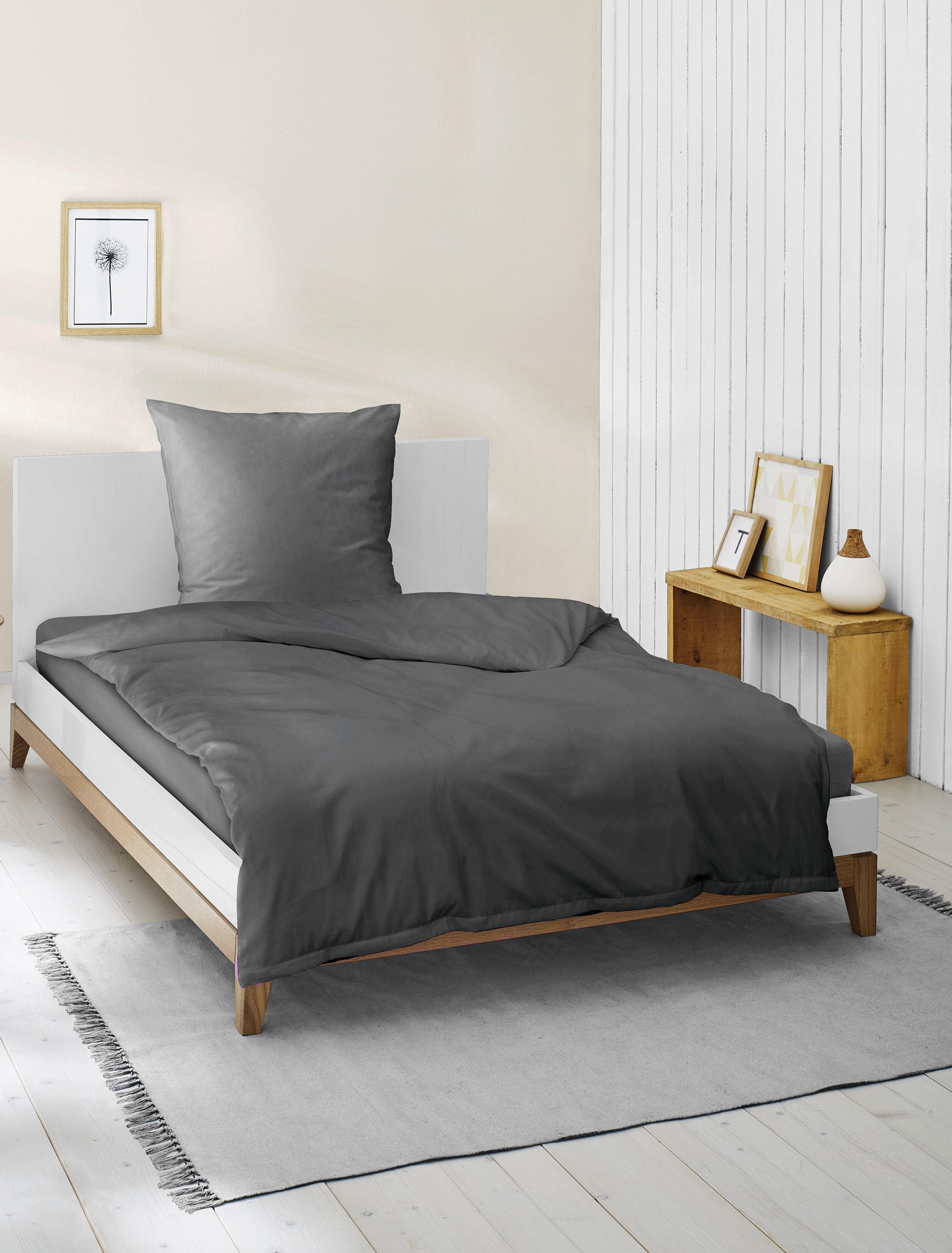 BIERBAUM Bettwäsche »Elegant uni« 2 Stk. Mako-Satin, 100 % Baumwolle, Uni, pflegeleicht