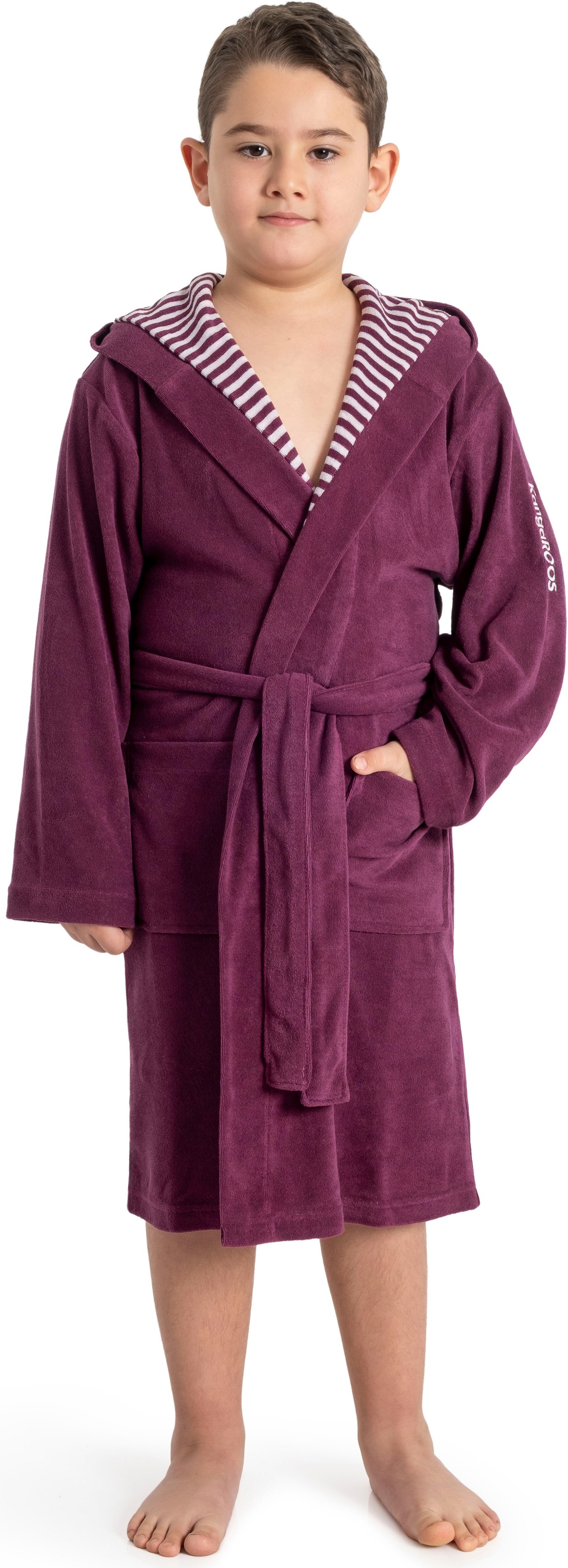 KangaROOS Kinderbademantel »Dalia, Ideal für Zuhause, Schwimmbad oder im Urlaub« 1 Stk. Uni-Farben mit Streifen
