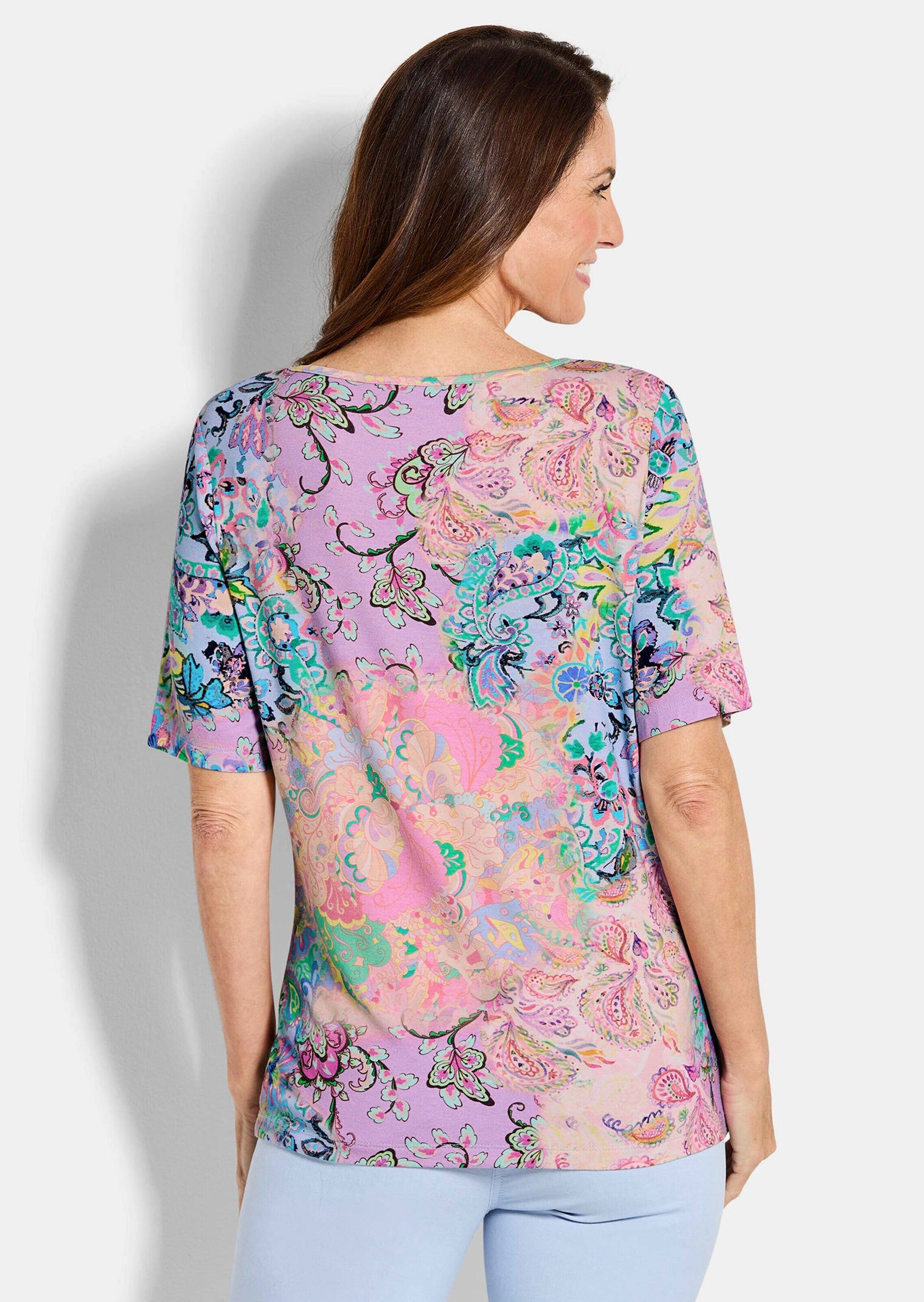 GOLDNER Print-Shirt »Kurzgröße Viskoseshirt mit Paisley-Muster« stretchbequemer Viskosejersey