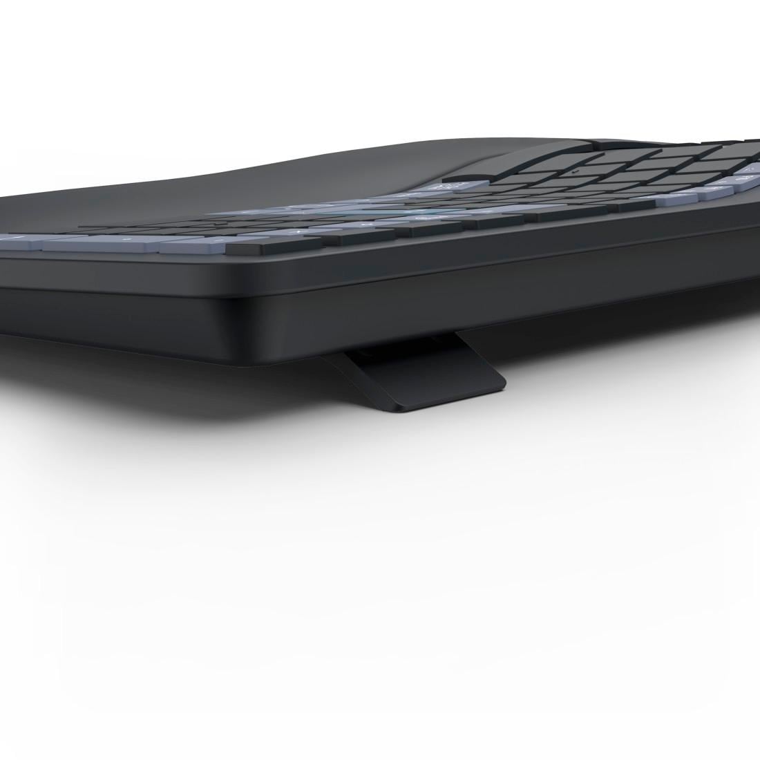 Hama ergonomische Tastatur »Ergonomische Tastatur (kabellos, Multi Device, 2x Bluetooth, 1x Funk)« (Handgelenkauflage | ausklappbare Füße)