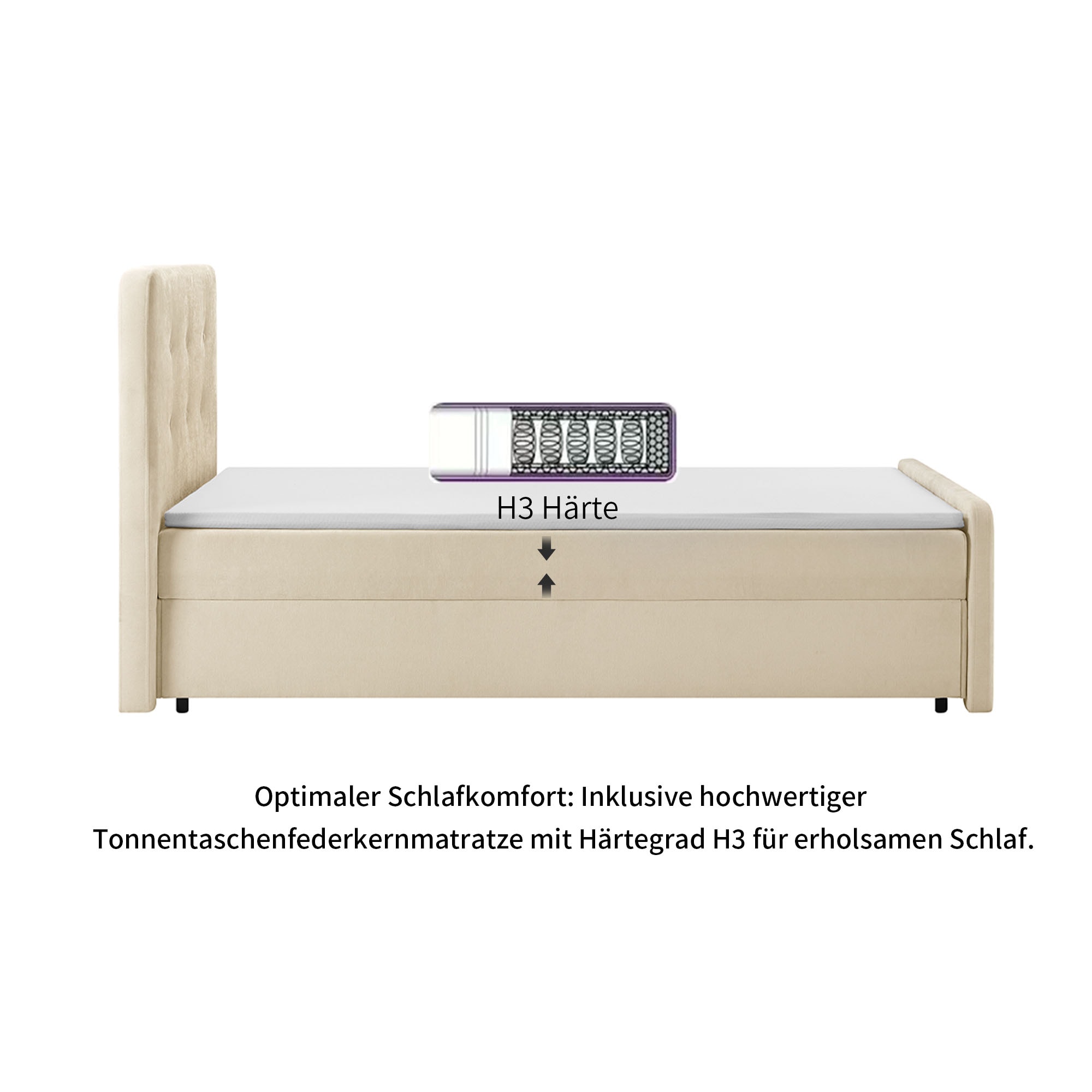 Home affaire Boxbett »Amrum inkl. Bettkasten, Liegefläche 120 und 180x200cm« inkl. Topper, erhältlich in verschiedenen Farben