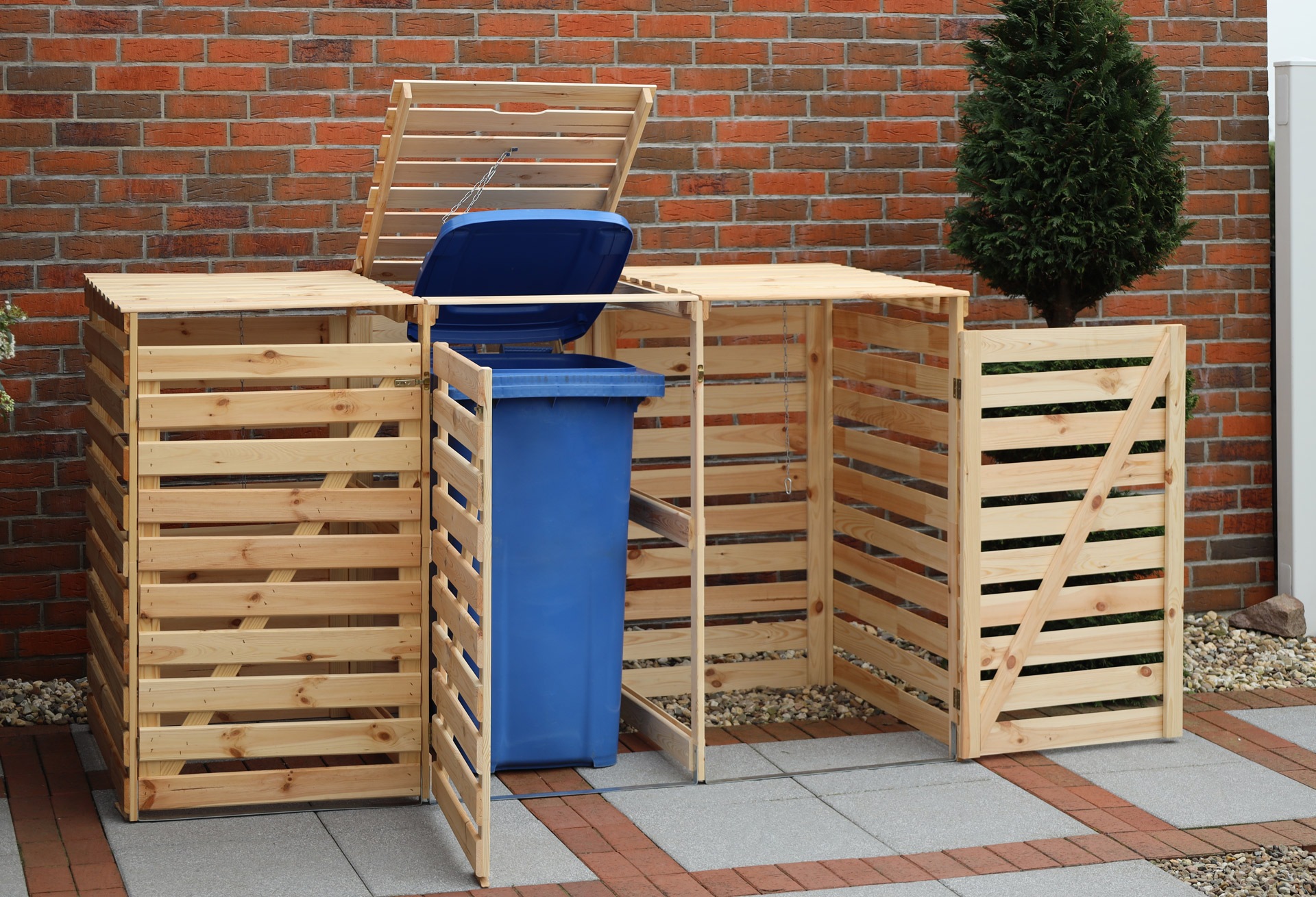 promadino Mülltonnenbox »Vario V«, für 3 x 240 l, holzfarben