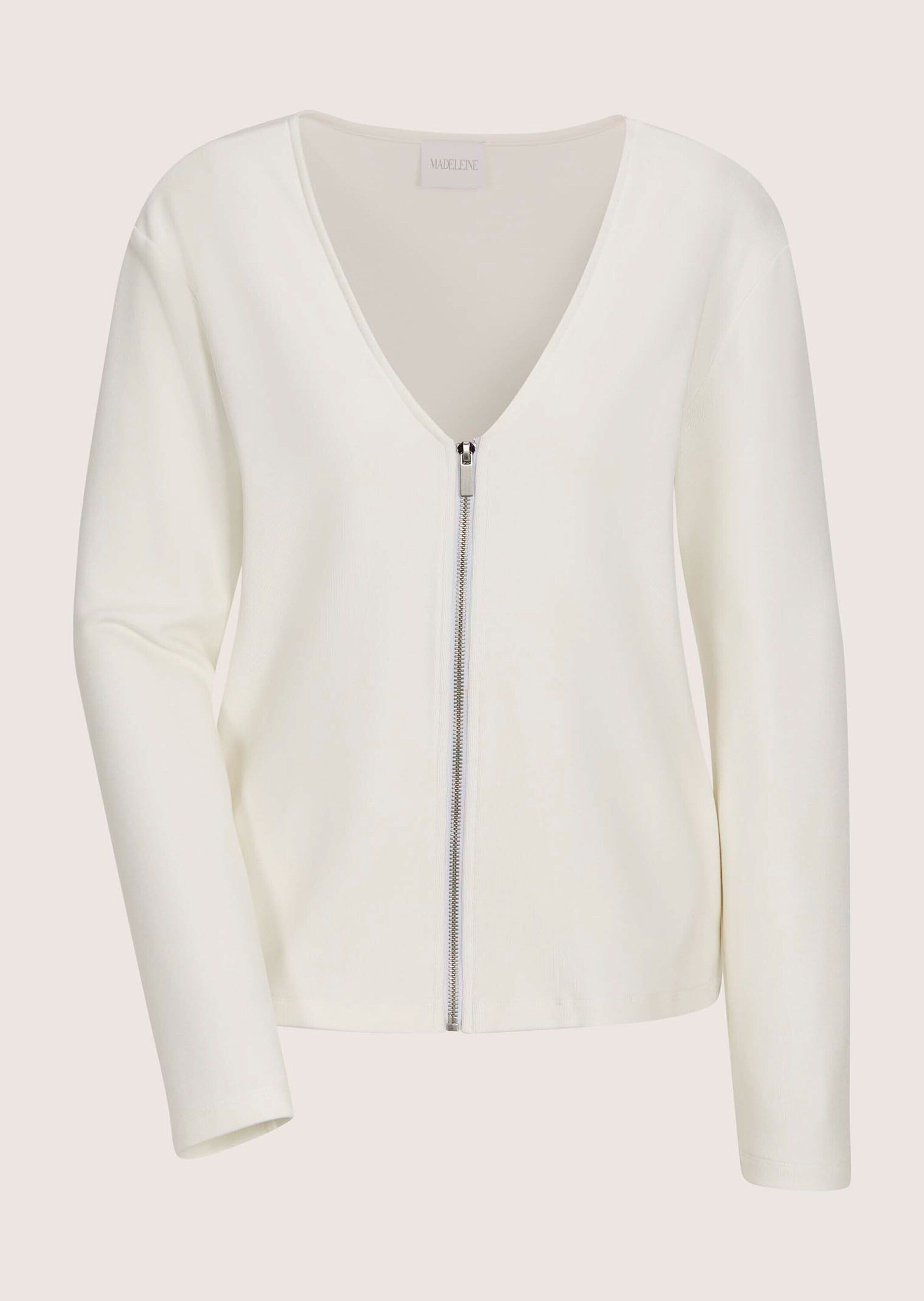 MADELEINE Langarmshirt »Shirtjacke Elegante Viskosejacke mit Reißverschluss« Durchgehender Reißverschluss