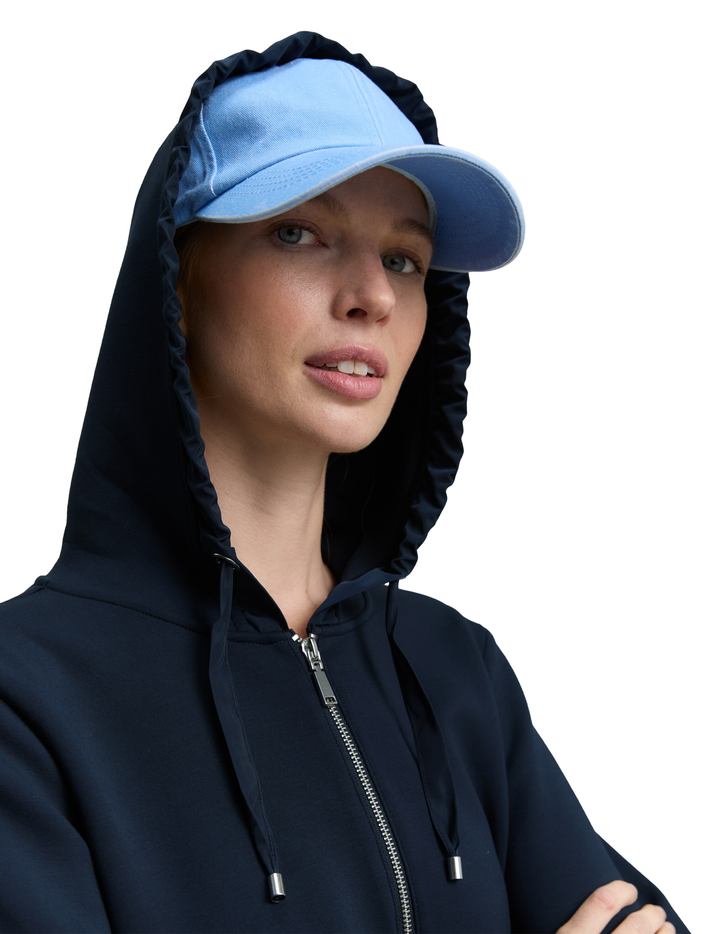 TOM TAILOR Kapuzensweatjacke, mit Viskose und Stretch