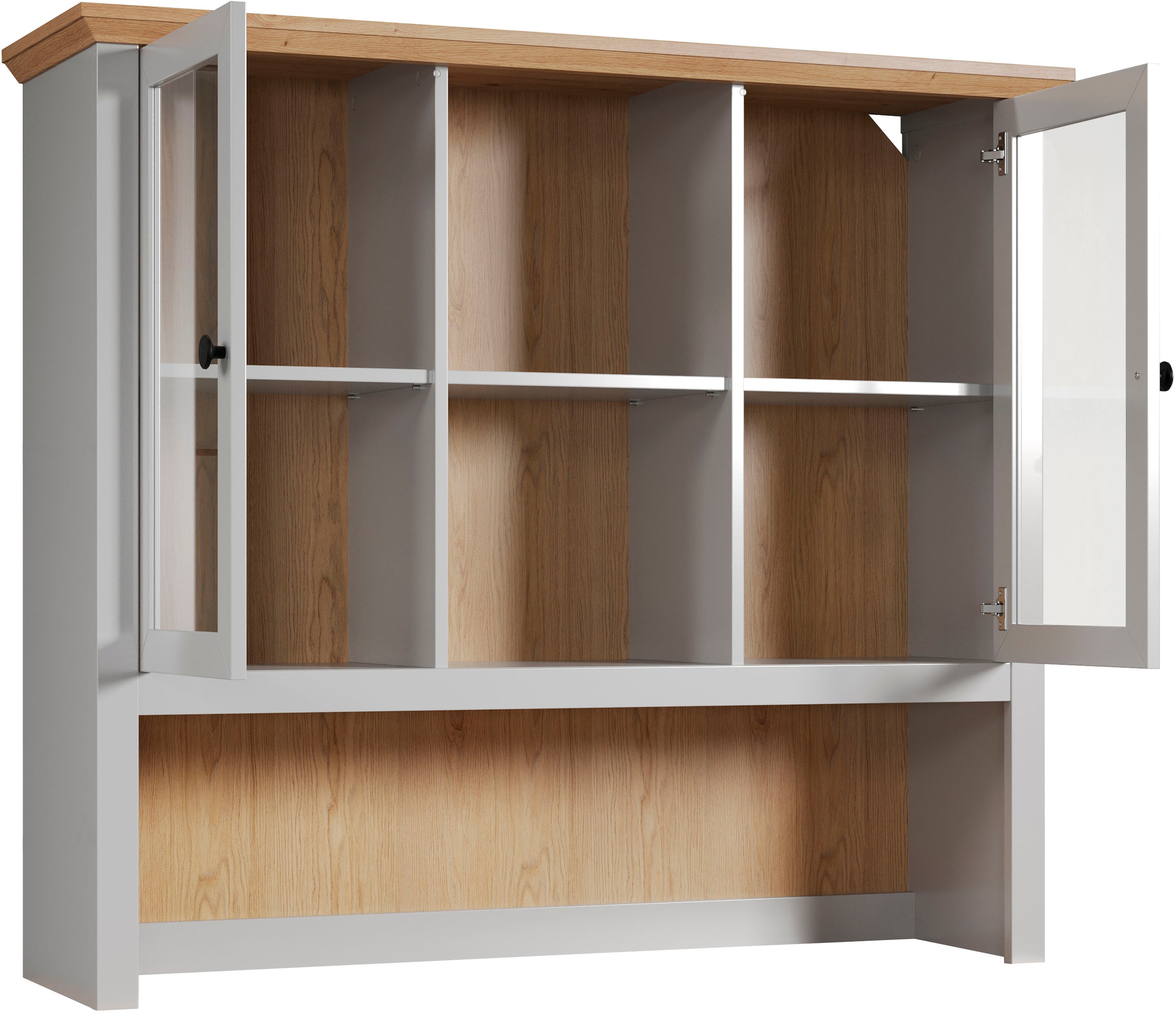 Home affaire Buffetaufsatz »Herzwill«, (1 St.), Aufsatz mit 2 Glastüren im Landhausstil - (B/T/H) 119/36/105 cm