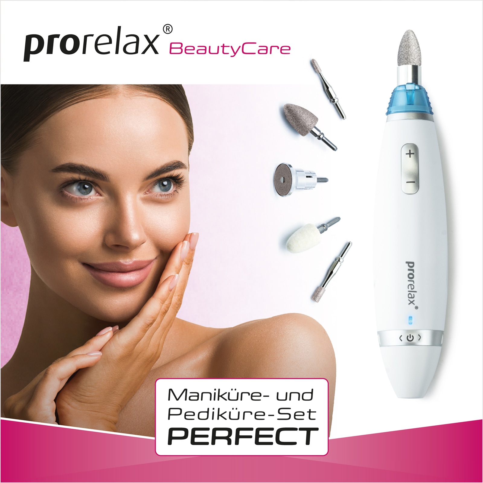 prorelax Maniküre-Pediküre-Set »41540 Perfect«, 5 Aufsätze, Mit Aufbewahrungstasche