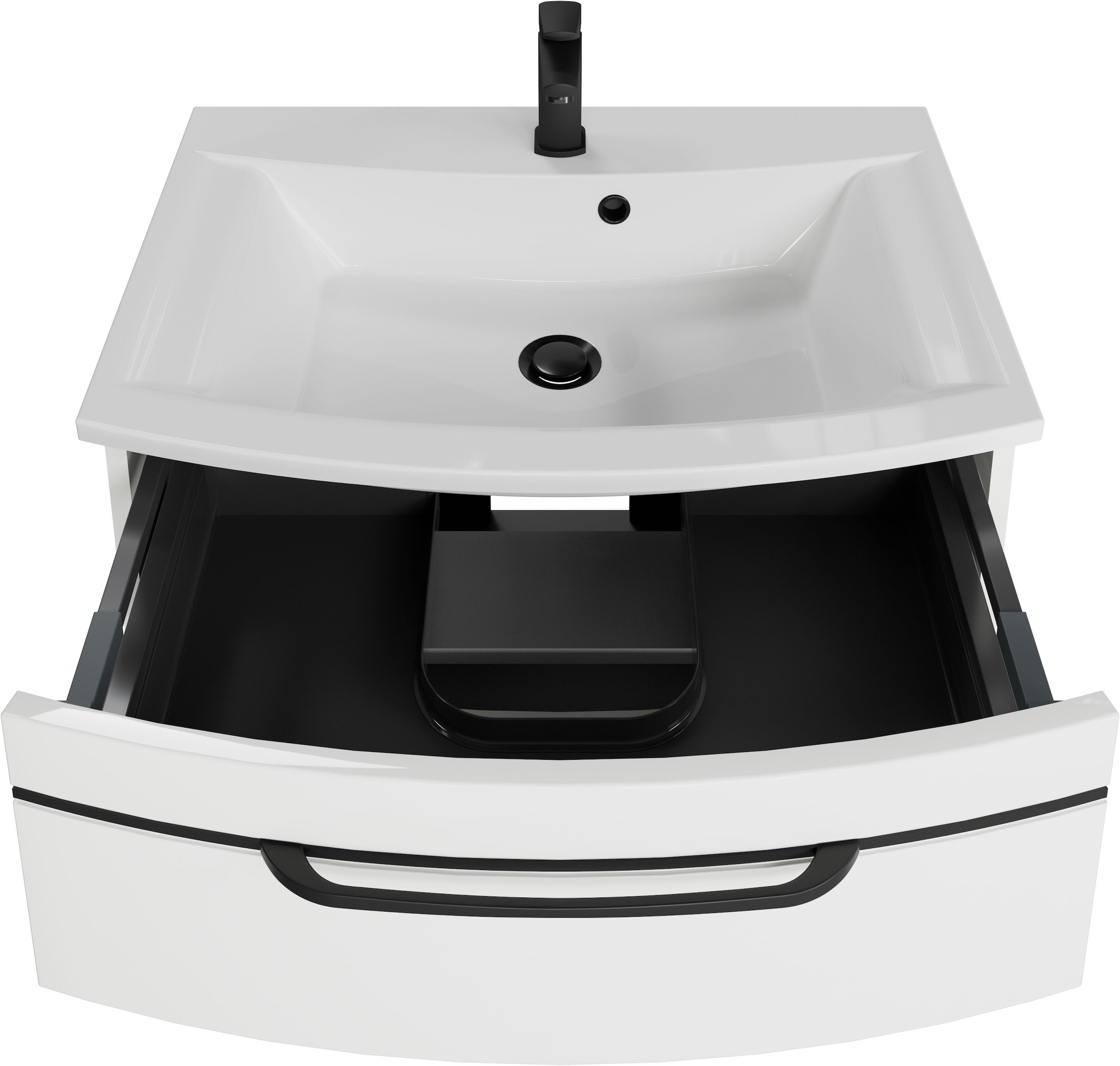 Saphir Waschtisch »Serie 7045 Mineralmarmor-Waschtisch und Unterschrank, 71,5 cm breit« Waschplatz mit 2 Schubladen, Badmöbel Set mit Waschtisch