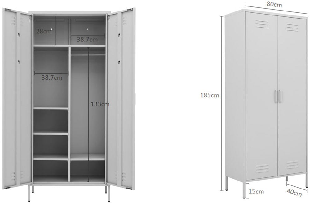 INOSIGN Drehtürenschrank »Kleiderschrank Schrank Metallschrank Mehrzweckschrank Siena Spind« in 4 Farben aus Metall,  in der Höhe verstellbar, abschließbar